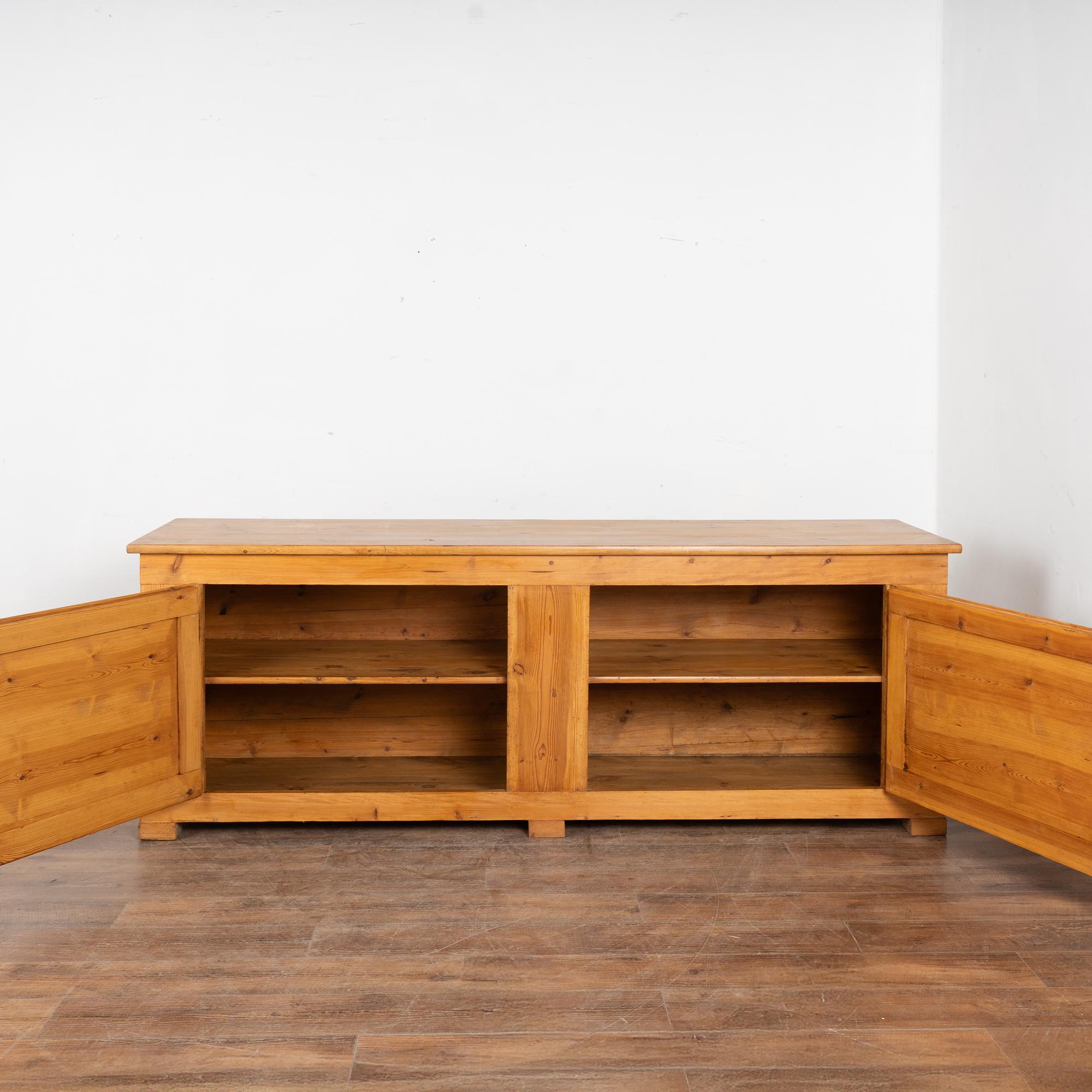 Country 19th Century Long Pine Sideboard Cabinet Console from Denmark For Sale