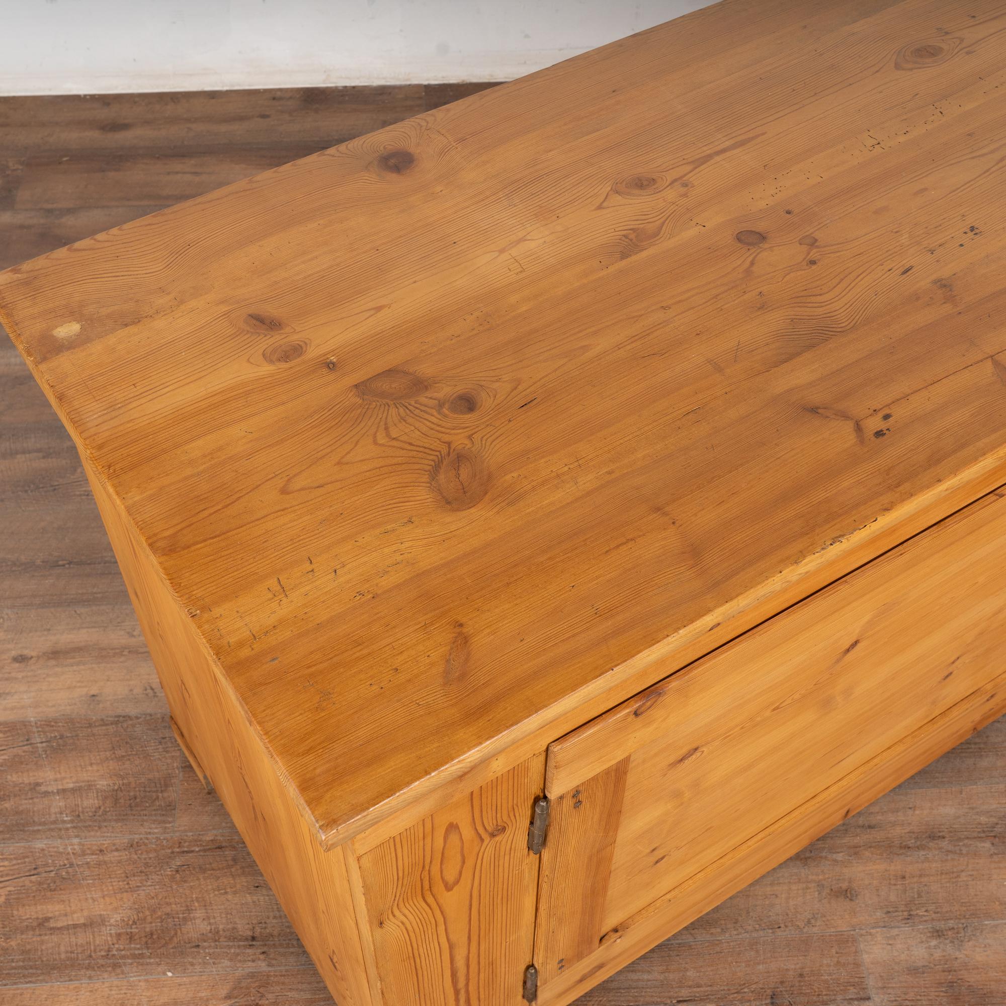 19th Century Long Pine Sideboard Cabinet Console from Denmark In Good Condition For Sale In Round Top, TX