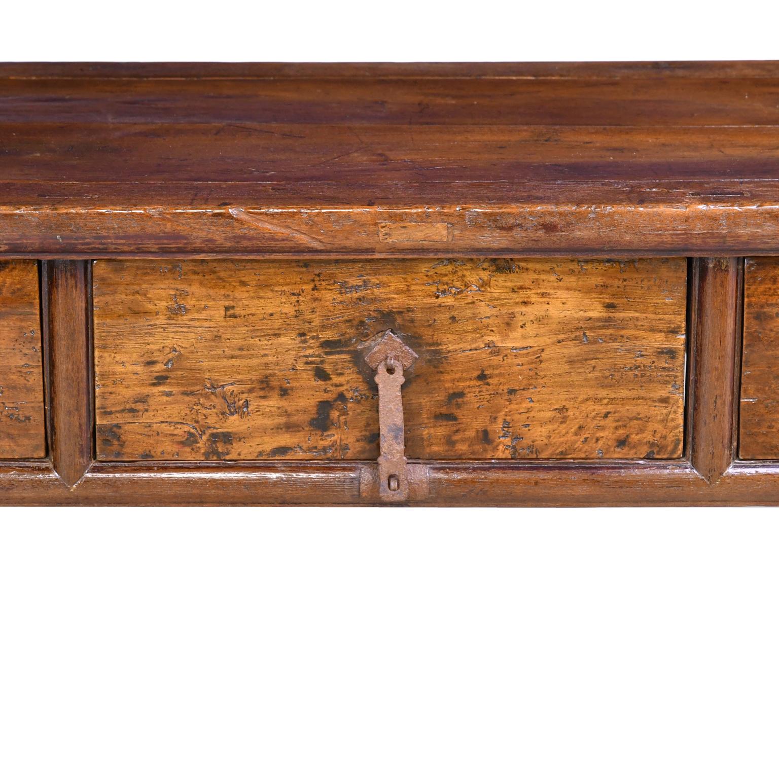 19th Century Long Qing Chinese Altar Table in Elm 5
