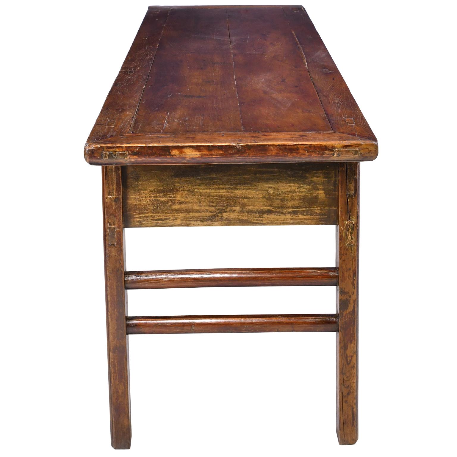 Hand-Carved 19th Century Long Qing Chinese Altar Table in Elm
