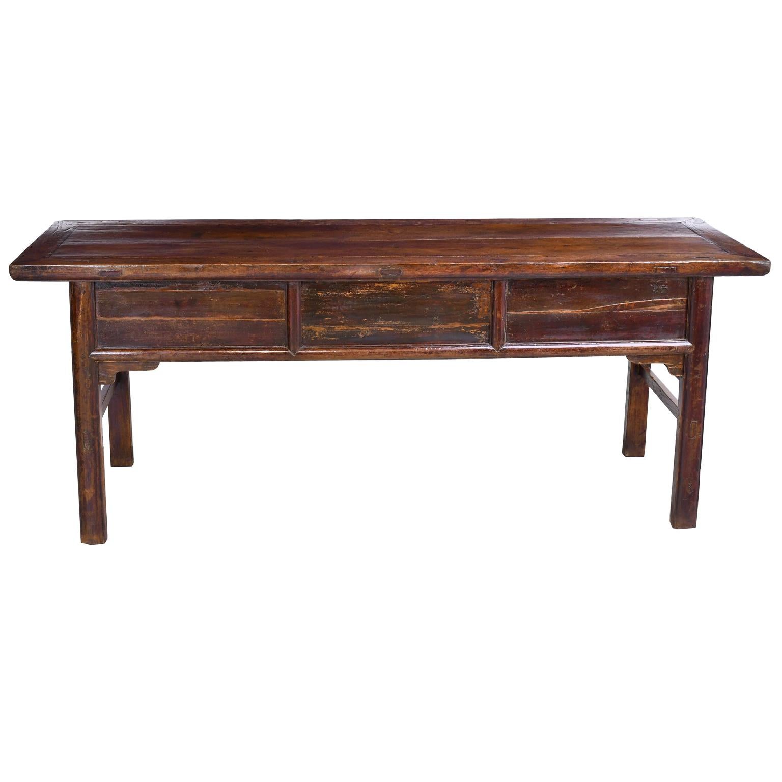 Iron 19th Century Long Qing Chinese Altar Table in Elm