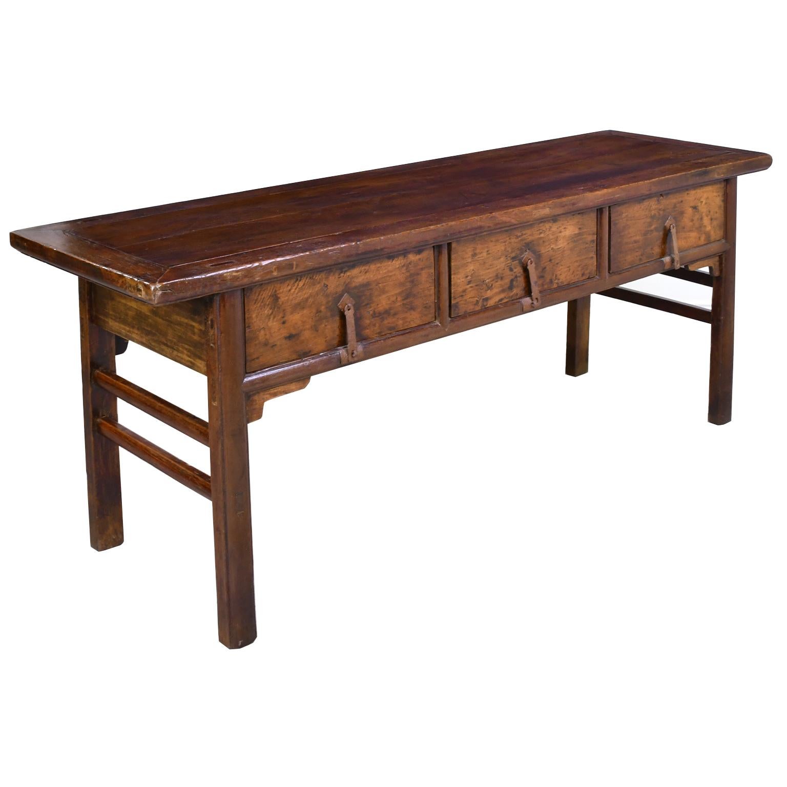 19th Century Long Qing Chinese Altar Table in Elm 4