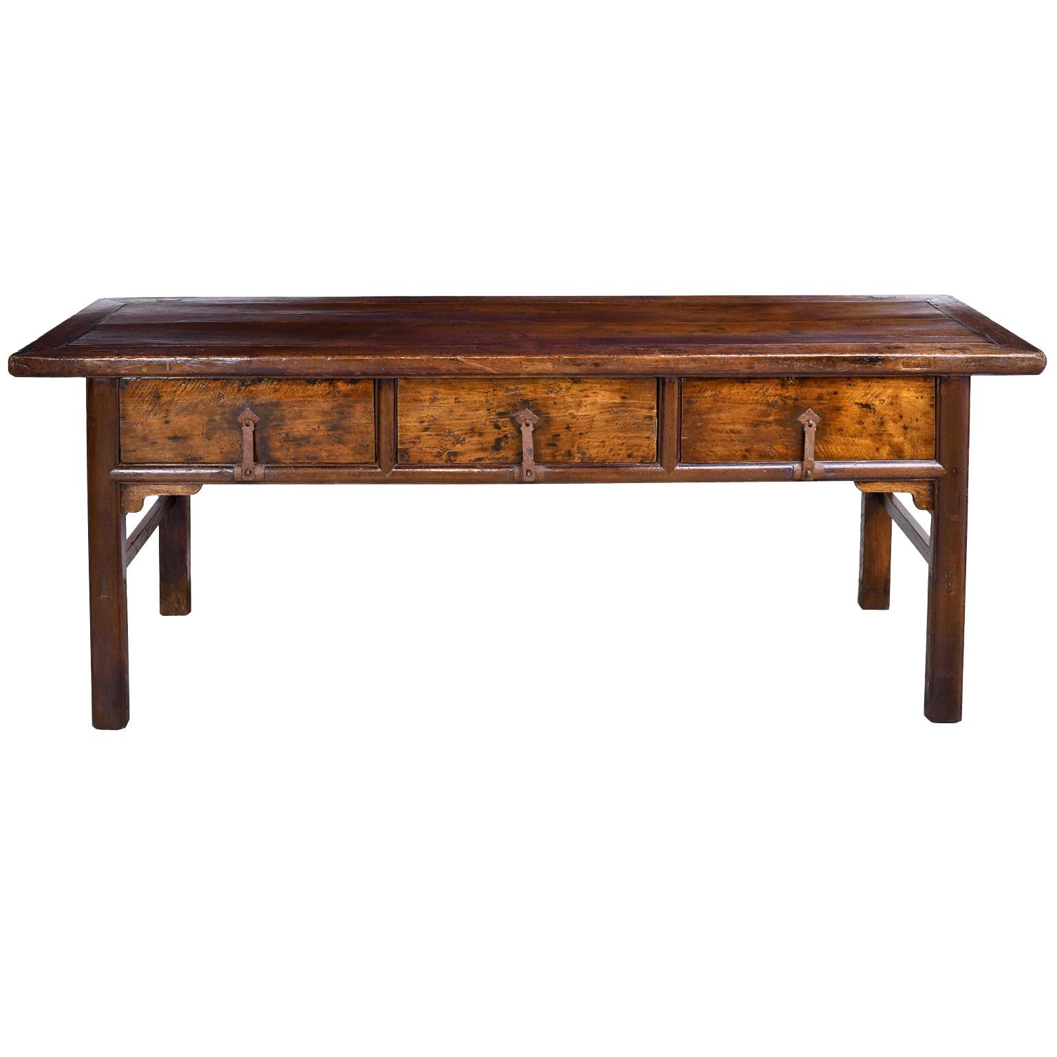 19th Century Long Qing Chinese Altar Table in Elm