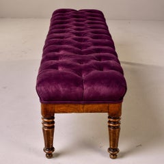 19th Century Long Walnut Bench with New Upholstery