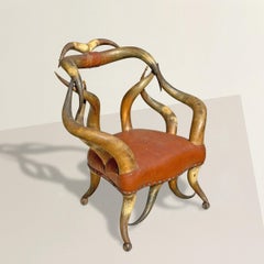 19th Century Longhorn Hearth Chair Attributed to Wenzel Friedrich