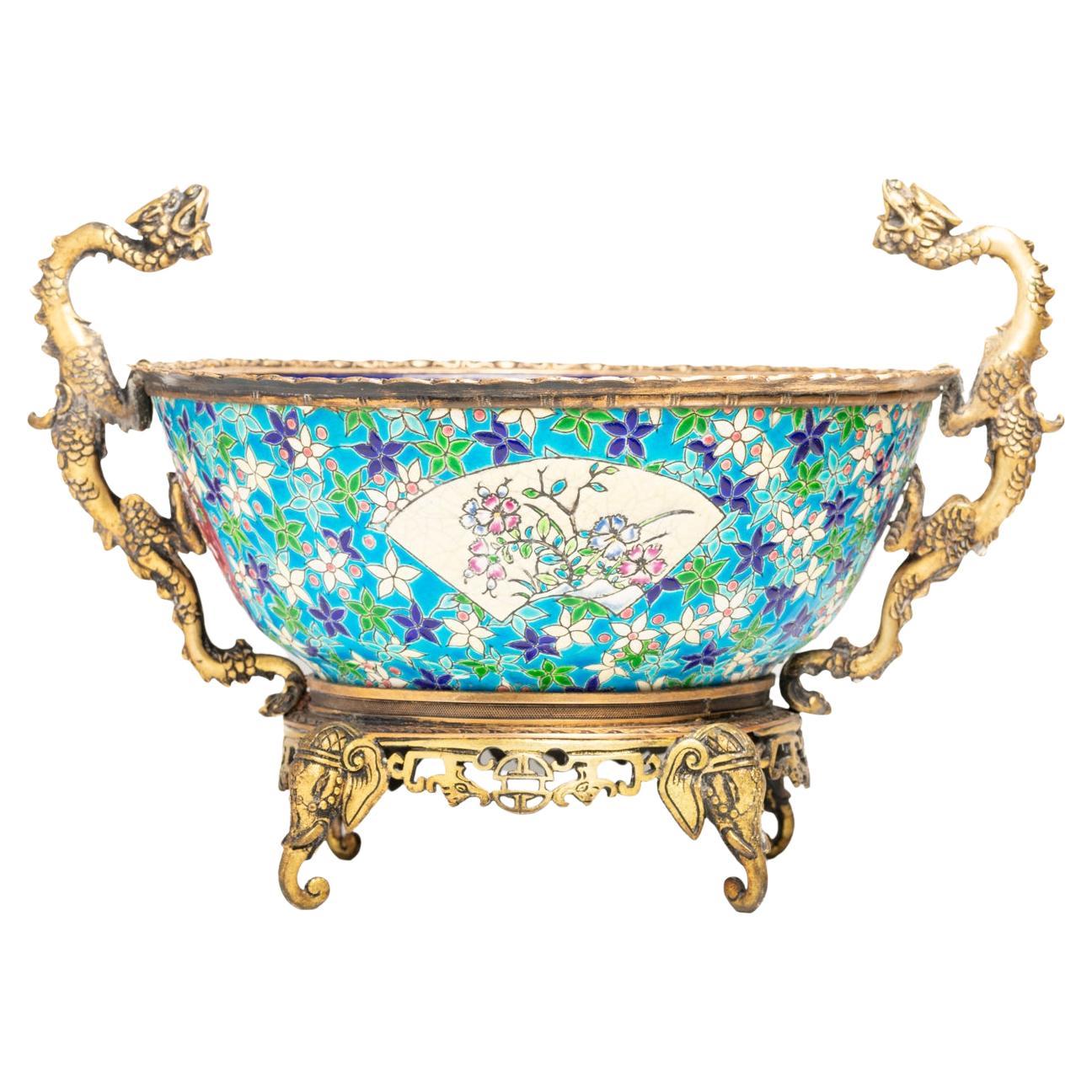 Longwy Ceramic & Bronze Jardiniere, 19th century