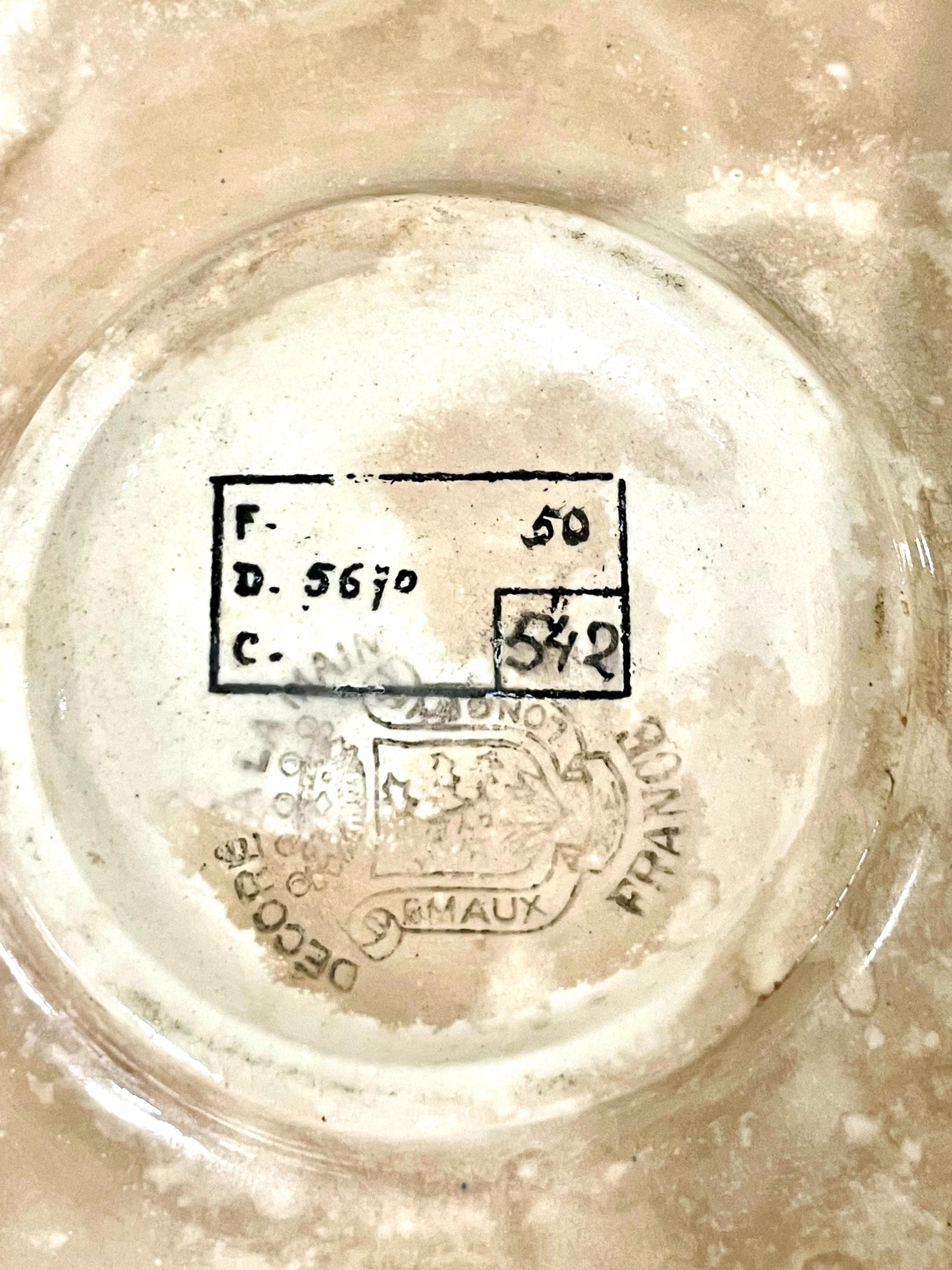 Plato de Cerámica Esmaltada Art Nouveau Longwy Turquesa en Bueno estado para la venta en LA CIOTAT, FR