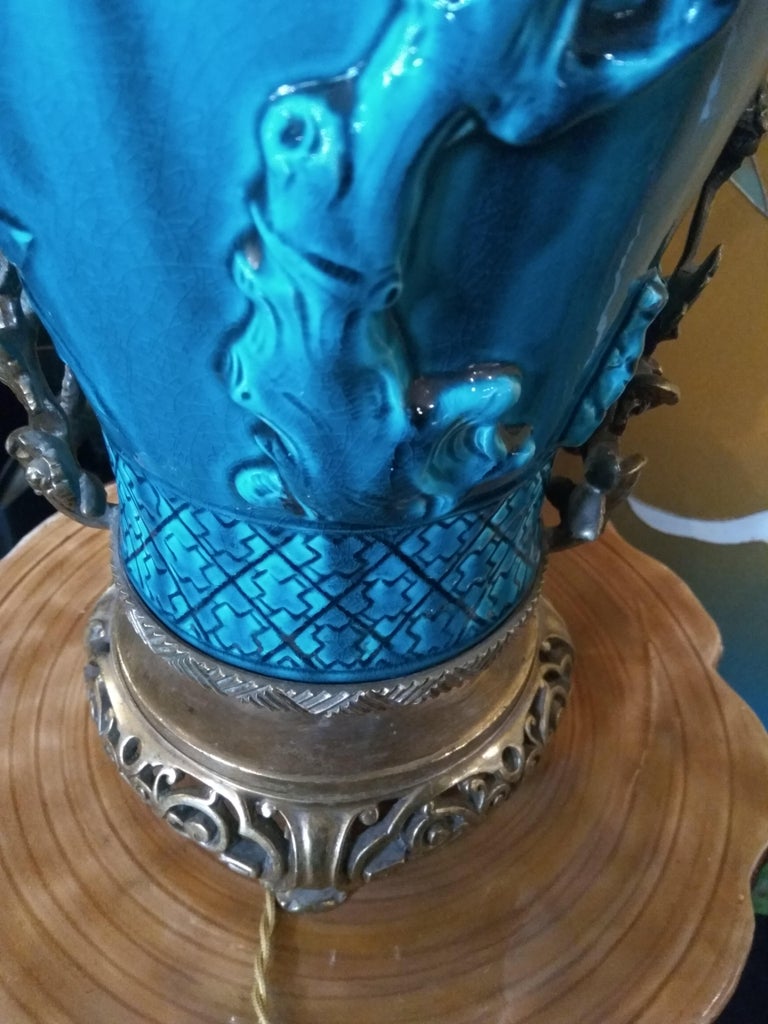 19th Century Longwy Vase Mounted in Lamp For Sale at 1stDibs