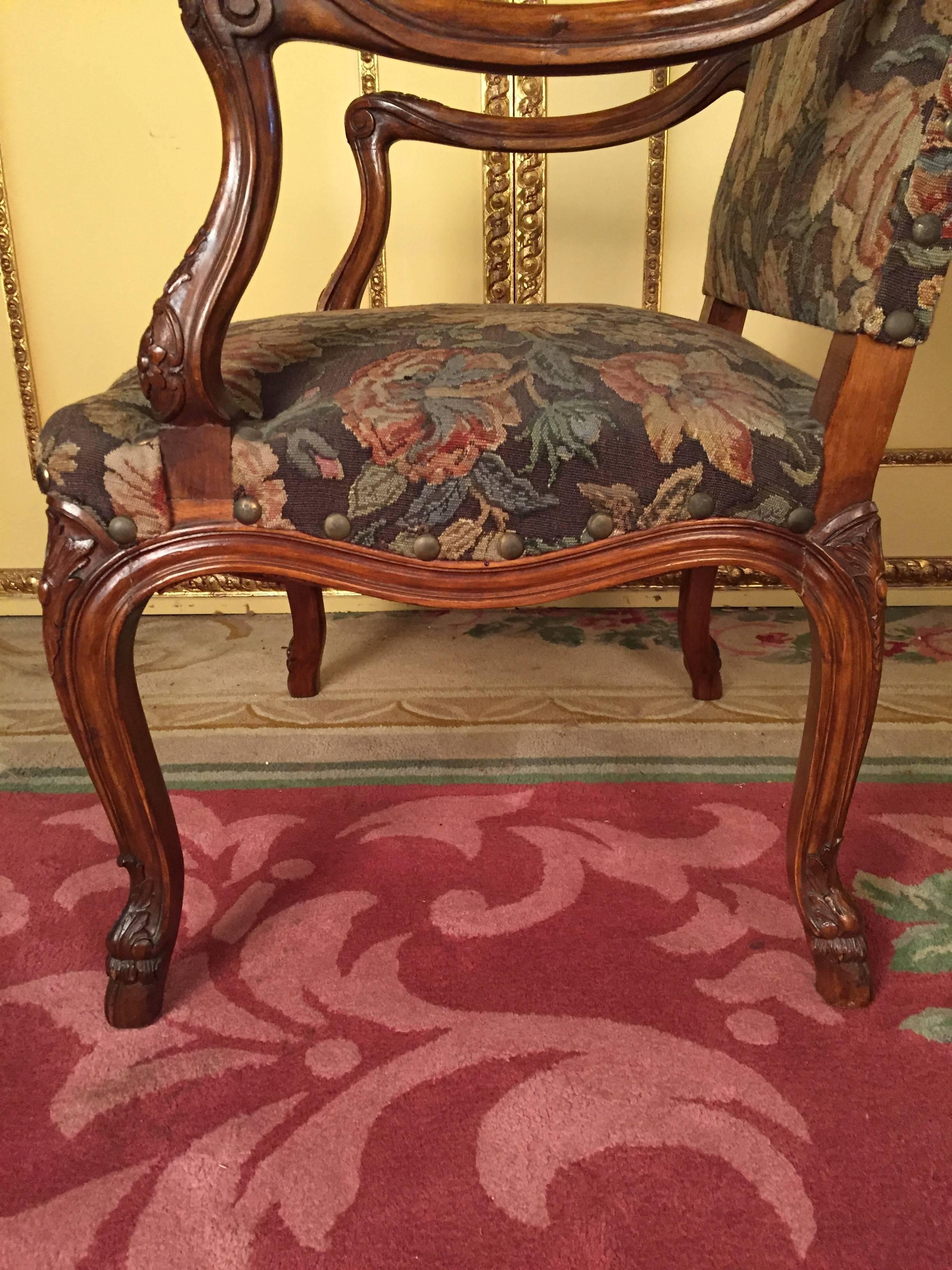 German 19th Century Lordly Neo Baroque Armchair Solid Walnut For Sale