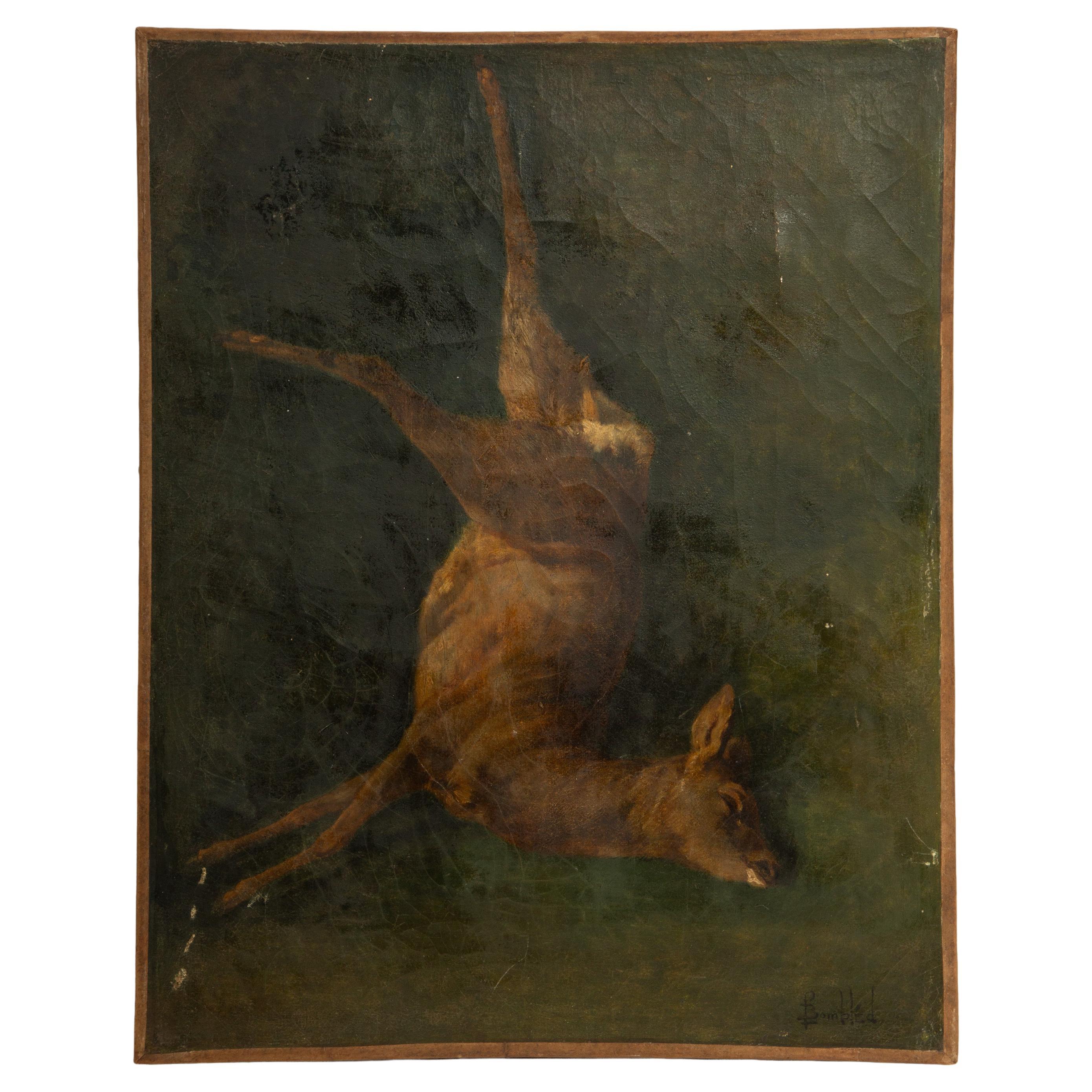 19th Century Louis-Charles Bombled — Nature Morte de Gibier (Deer) For Sale