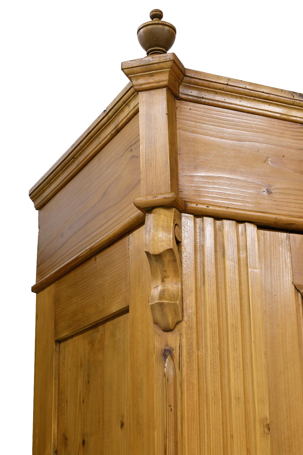 19th Century Louis Philippe Armoire in European Pine with Carved Bonnet, c. 1860 4