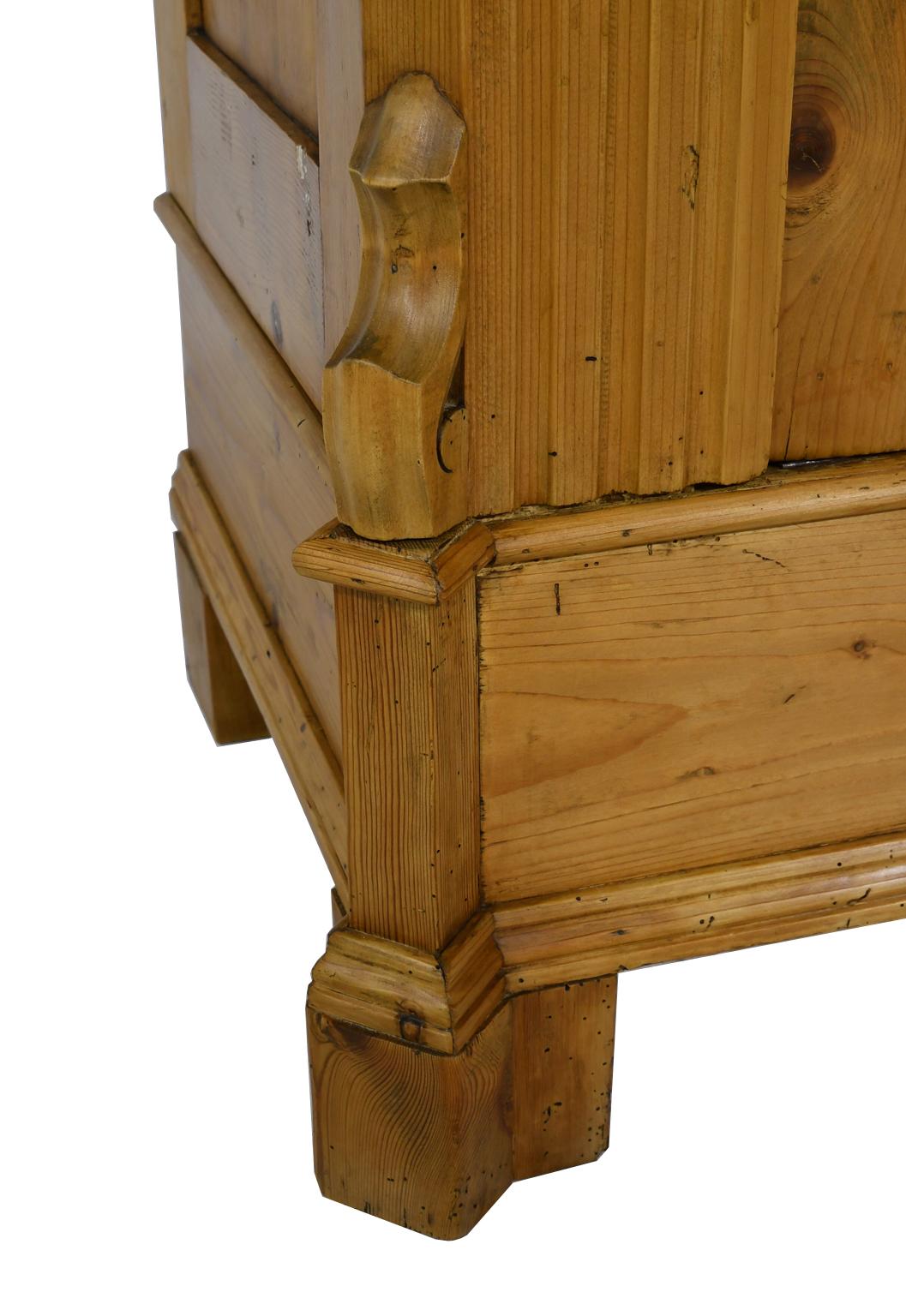 19th Century Louis Philippe Armoire in European Pine with Carved Bonnet, c. 1860 6