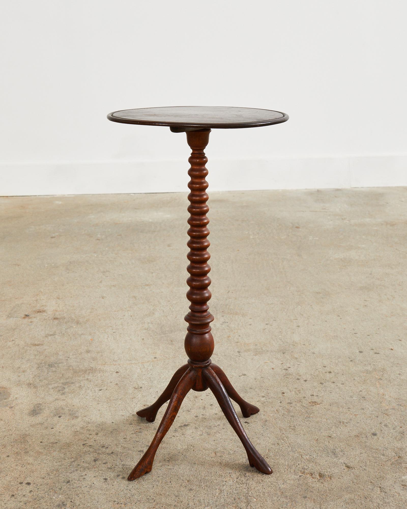 Hand-Crafted 19th Century Louis Philippe Bobbin Turned Tripod Drink Table