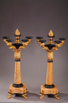 louis-Philippe-Kronleuchter aus Bronze und Siena-Marmor aus dem 19