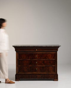 19th Century Louis Philippe Brown Wood Chest of Drawers