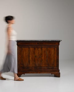 19th Century Louis Philippe Buffet in Flame Mahogany & Marble