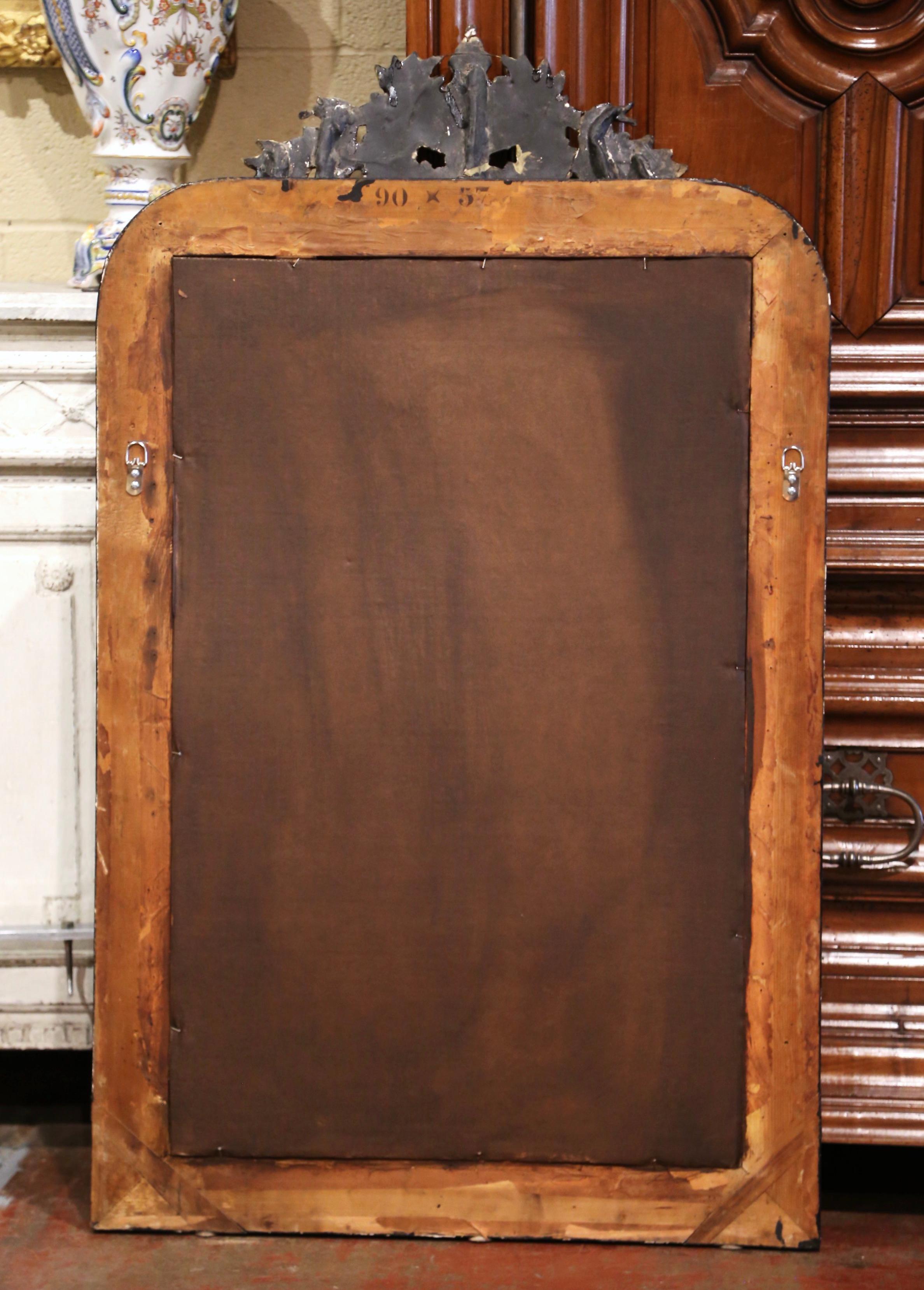 19th Century Louis Philippe Carved Two-Tone Blackened and Gilt Wall Mirror 1