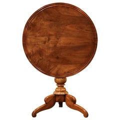 19th Century Louis Philippe Carved Walnut Round Tilt-Top Gueridon Table
