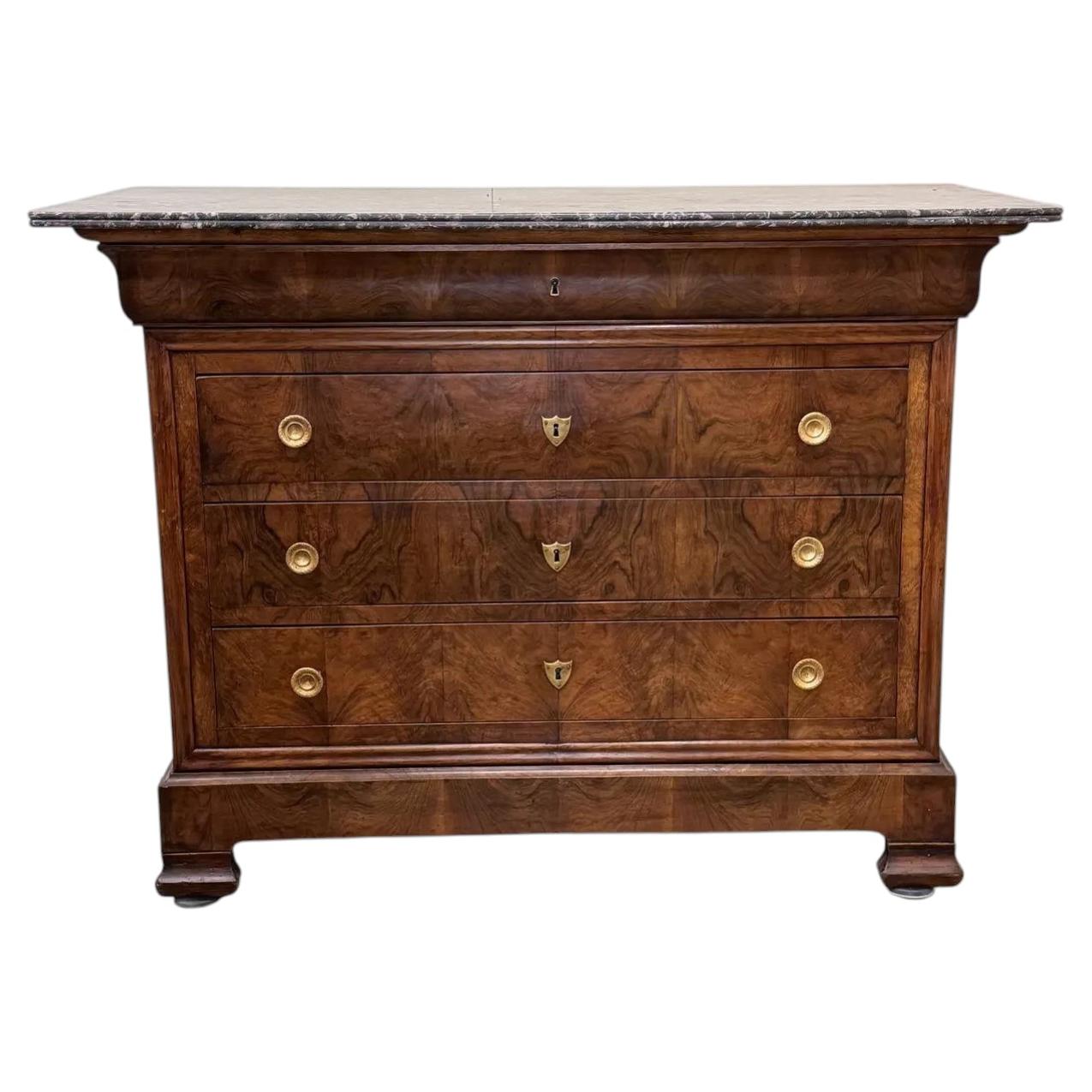 19th Century Louis Philippe Chest With Marble For Sale