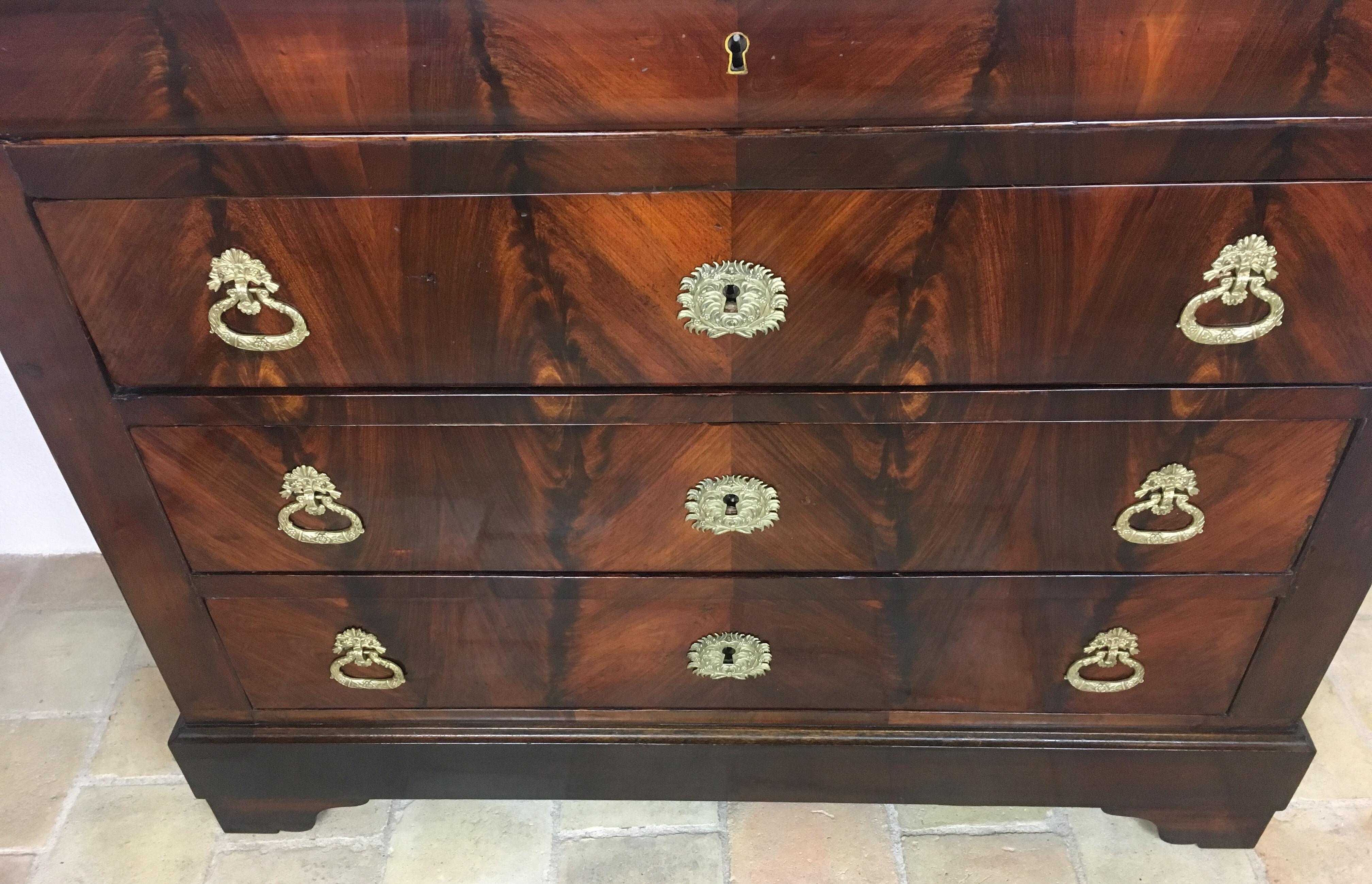 French 19th Century Louis Philippe Commode/Chest of Drawers Flame Mahogany 4