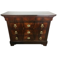 French 19th Century Louis Philippe Commode/Chest of Drawers Flame Mahogany