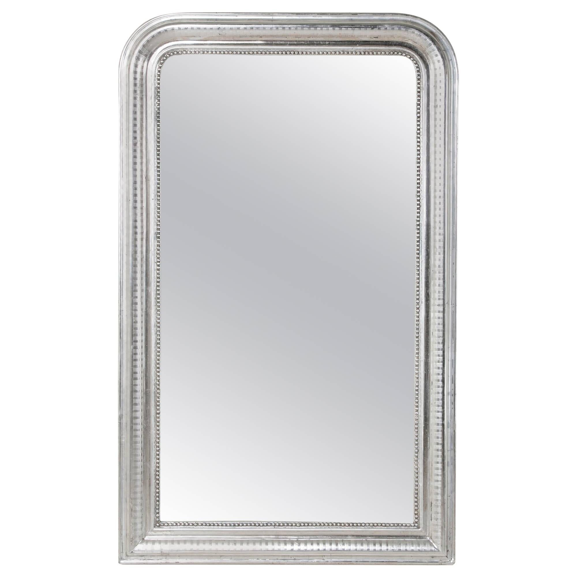 19th Century Louis Philippe Cushion Frame Silver Gilt Mirror