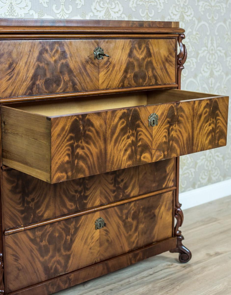 19th-Century Louis Philippe Dresser/Chiffonier Veneered with Mahogany In Good Condition In Opole, PL