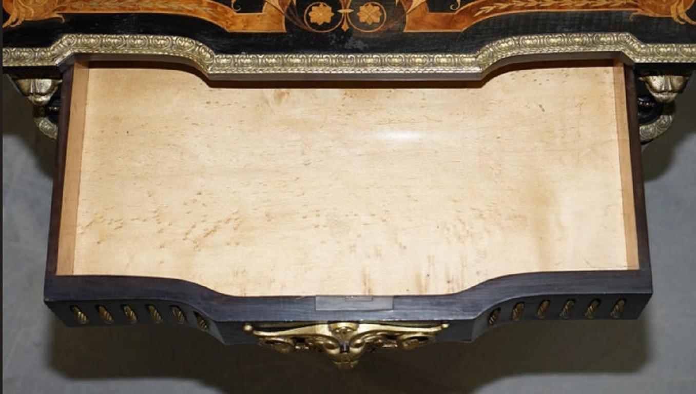 19th Century Louis Philippe Ebonised Marquetry Inlaid Bronze Extending Table For Sale 5