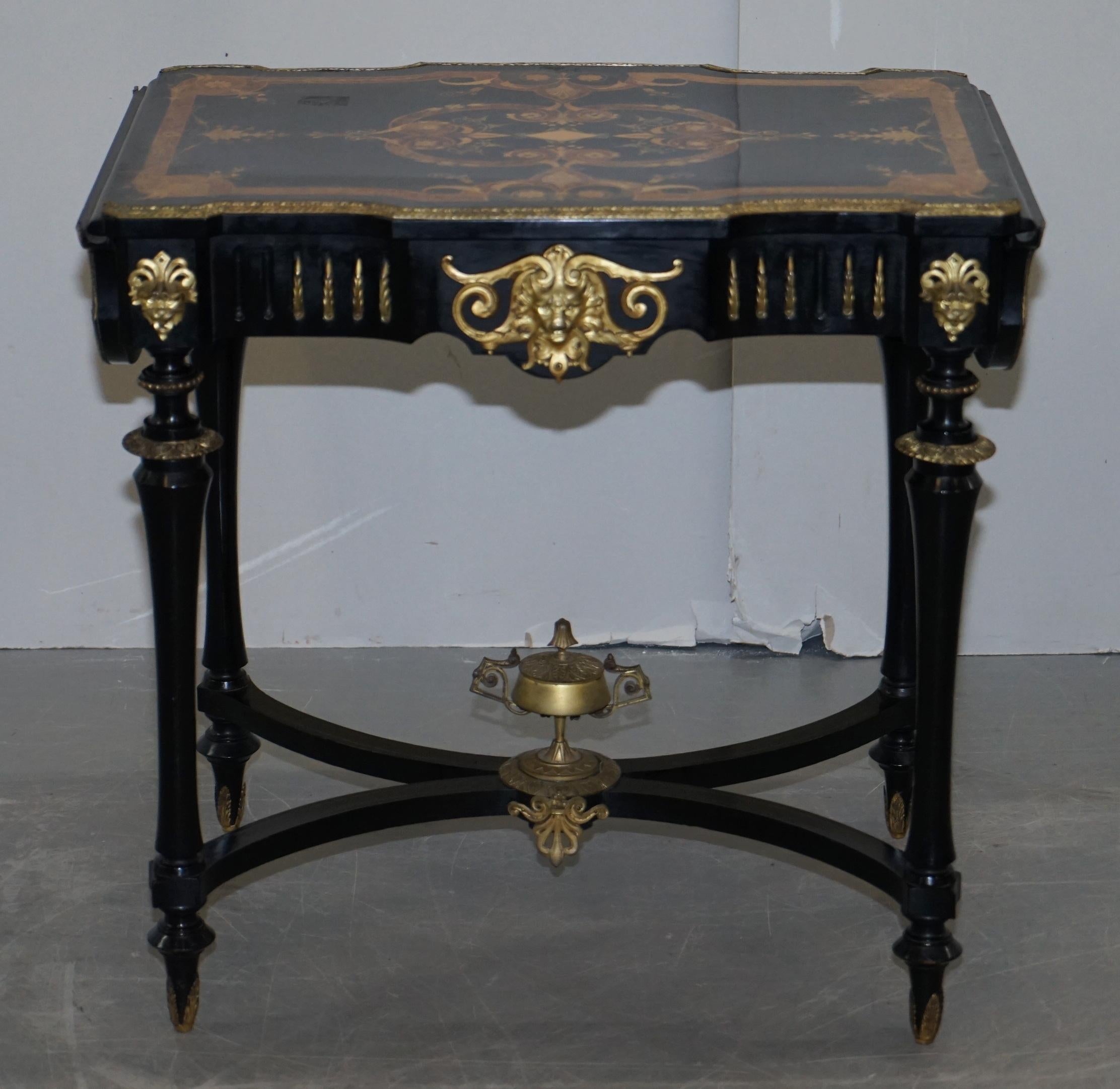 19th Century Louis Philippe Ebonised Marquetry Inlaid Bronze Extending Table 6
