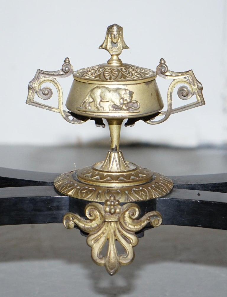 19th Century Louis Philippe Ebonised Marquetry Inlaid Bronze Extending Table For Sale 6