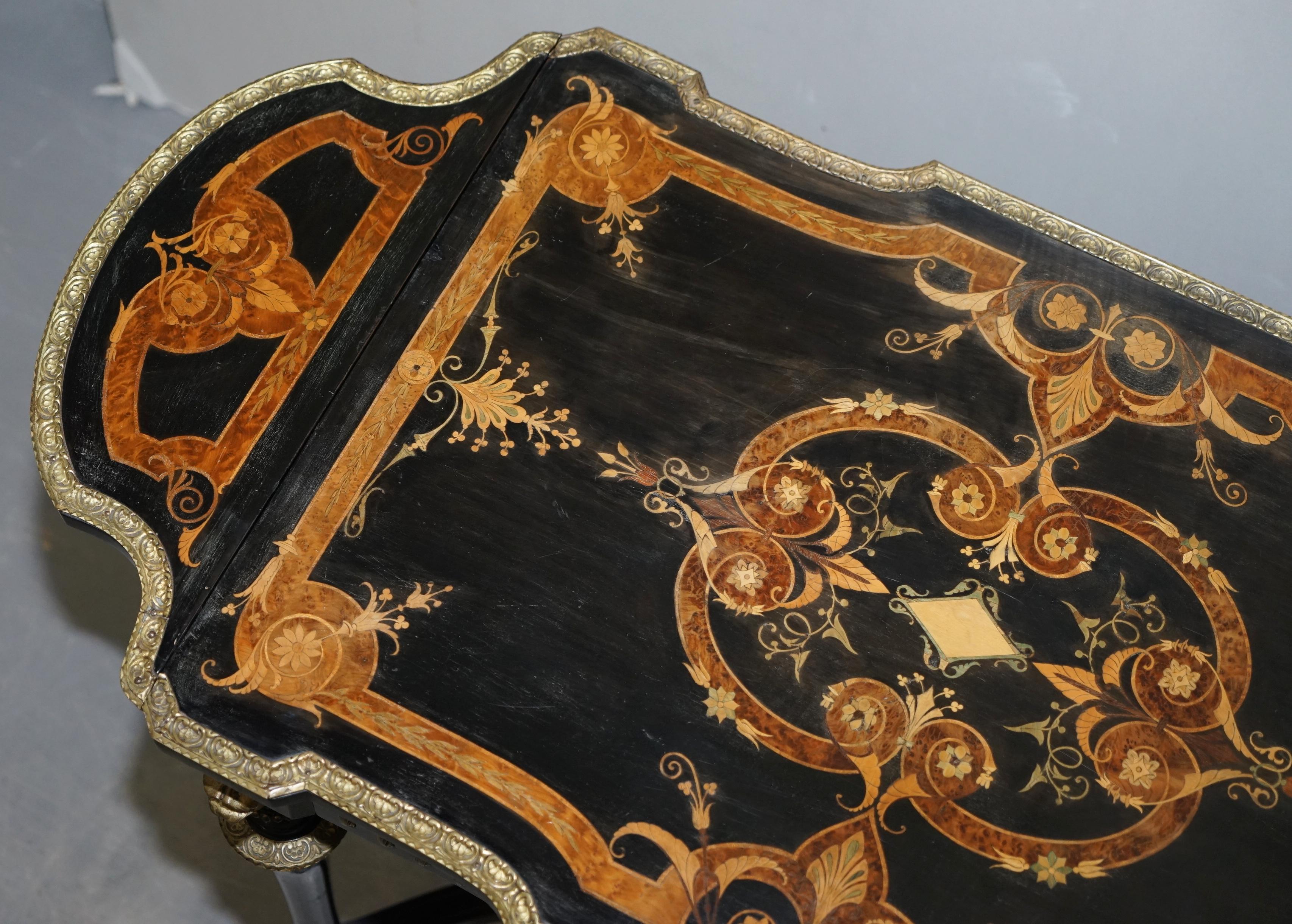 19th Century Louis Philippe Ebonised Marquetry Inlaid Bronze Extending Table 11