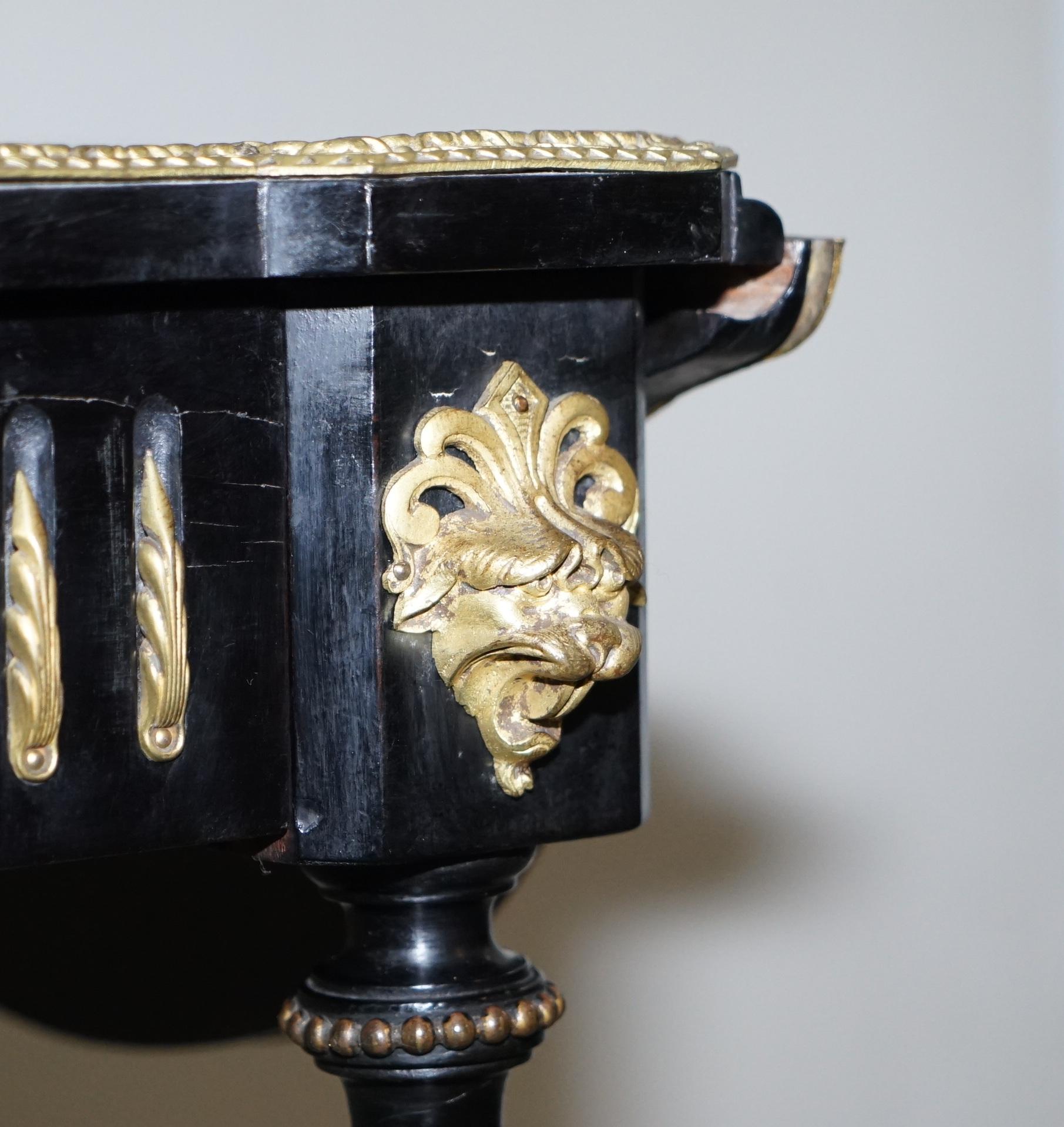 Hand-Crafted 19th Century Louis Philippe Ebonised Marquetry Inlaid Bronze Extending Table