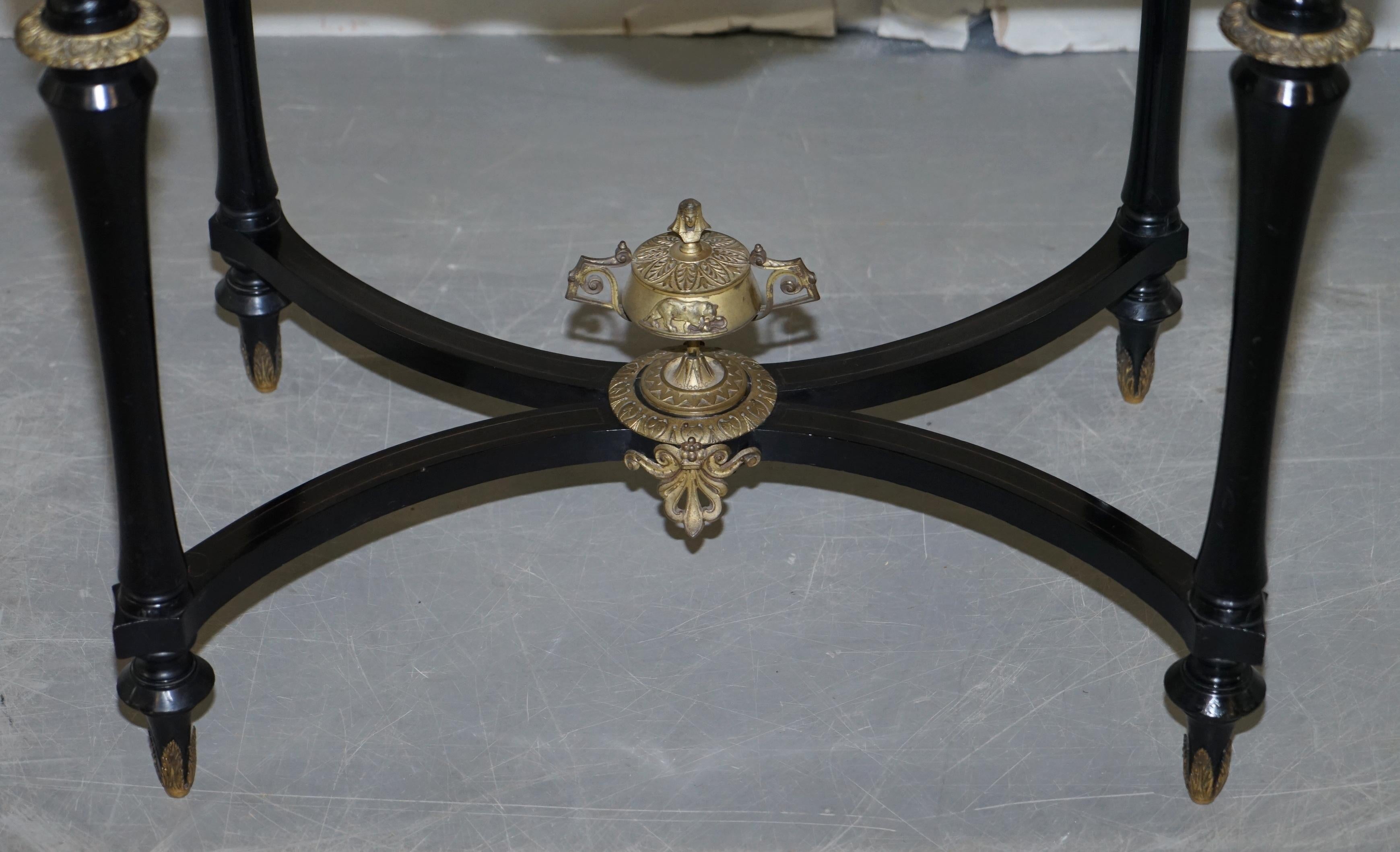 19th Century Louis Philippe Ebonised Marquetry Inlaid Bronze Extending Table 3