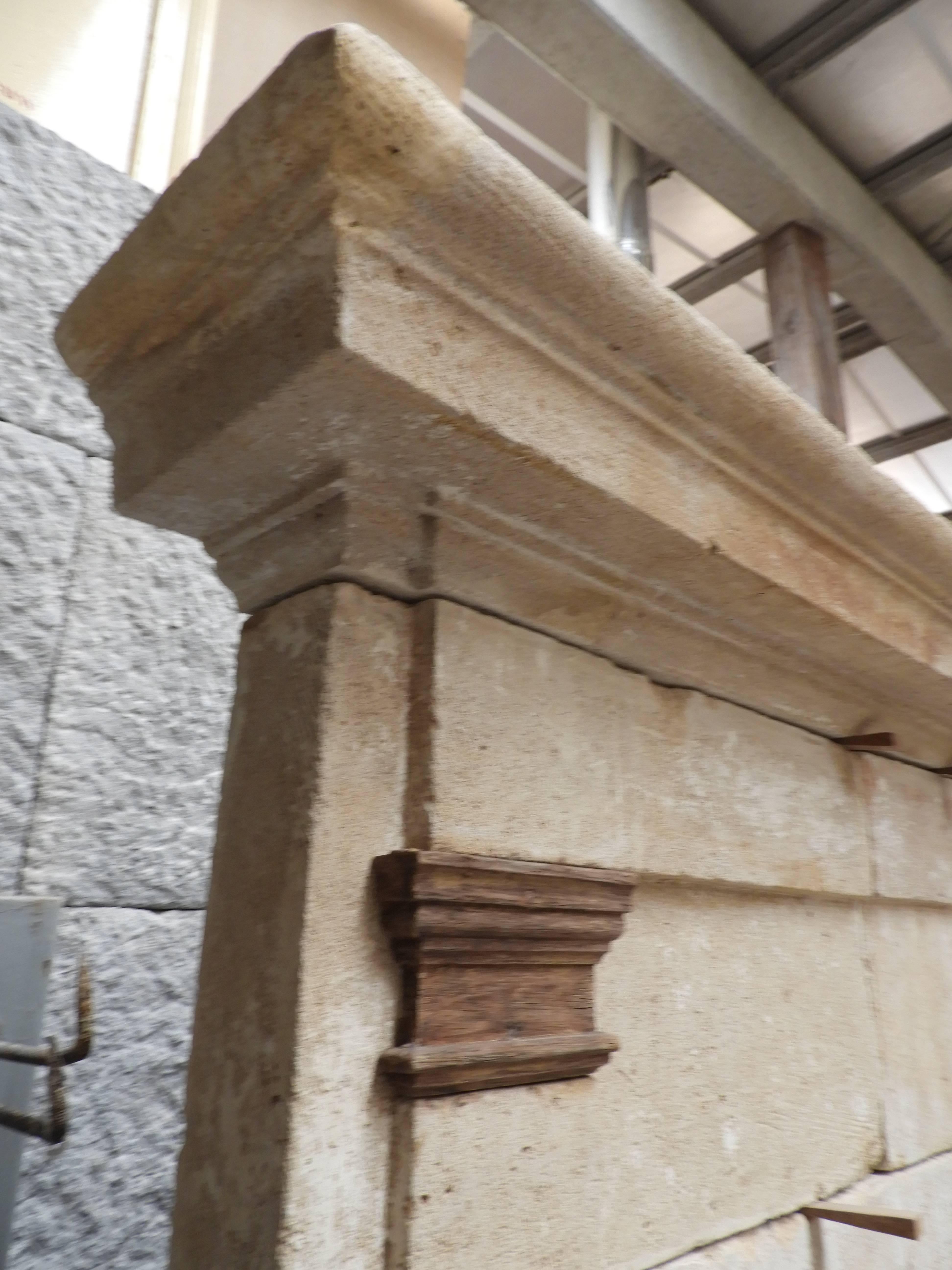 19th century Louis Philippe fireplace in French savonniere limestone with a limestone top or 