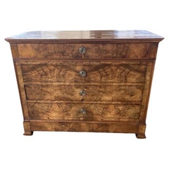 19th Century Louis Philippe French Chest of Drawers with Walnut Burl Veneer