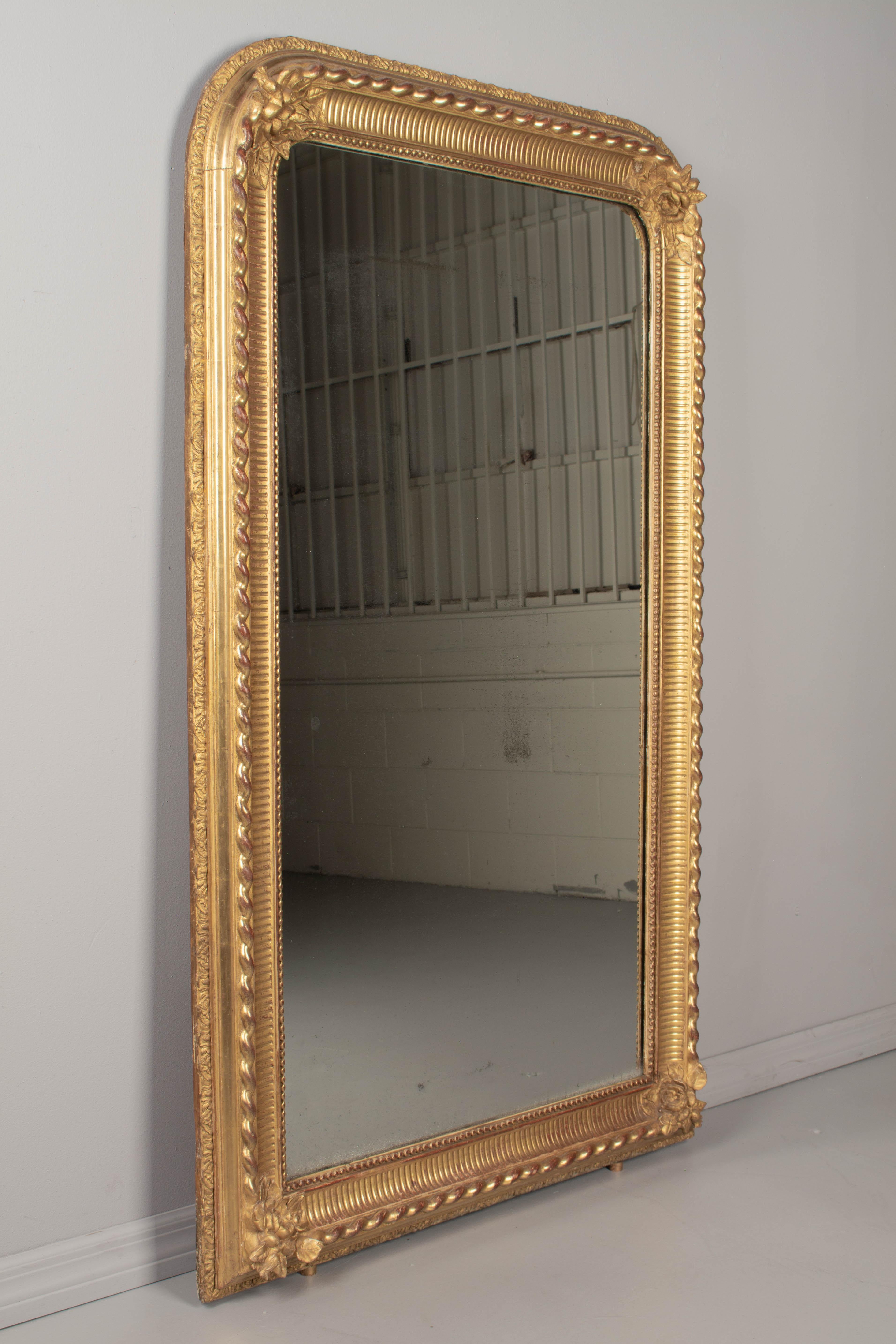 Hand-Crafted 19th Century Louis Philippe French Gilded Mirror For Sale