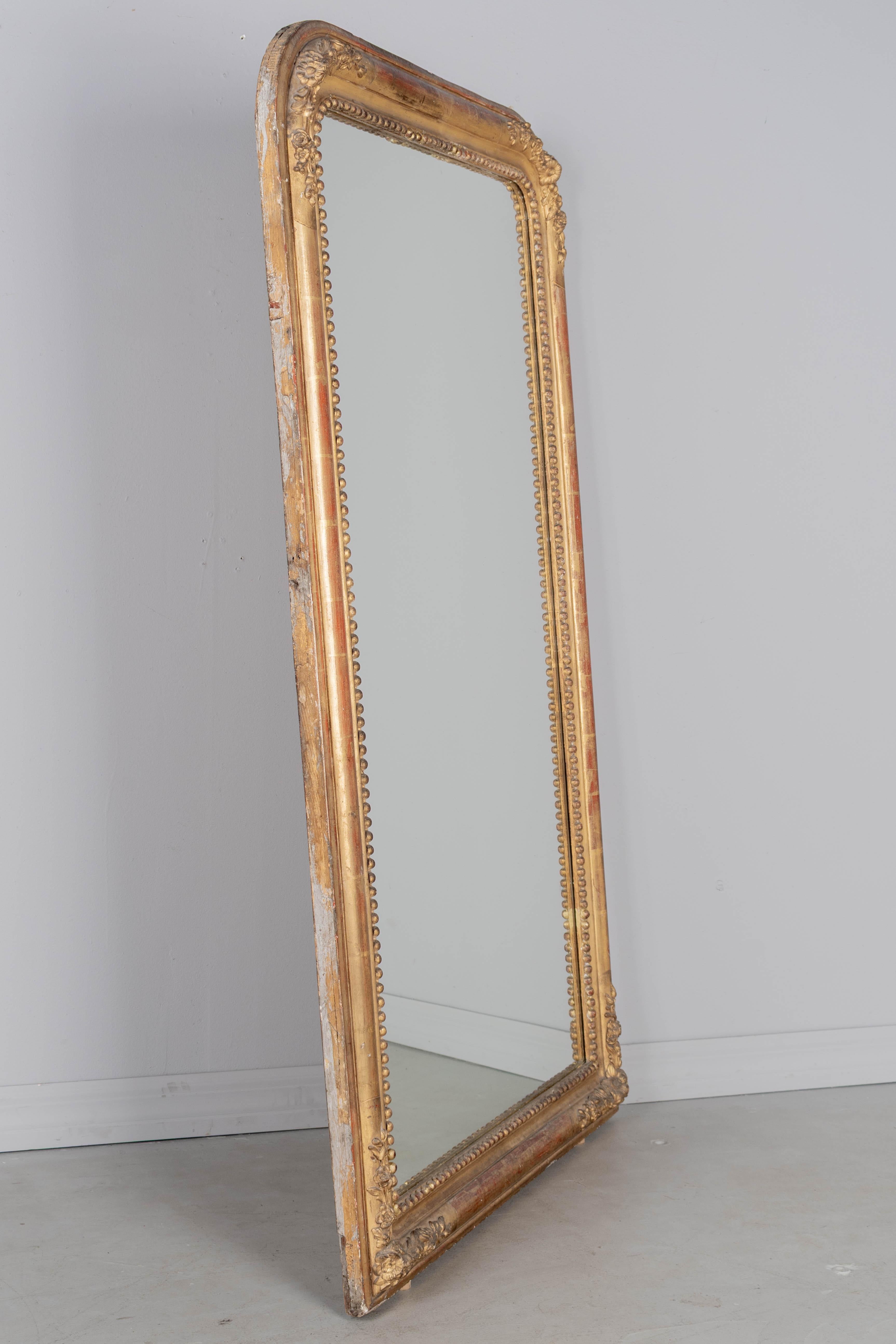 Hand-Crafted 19th Century Louis Philippe French Gilded Mirror  53.5