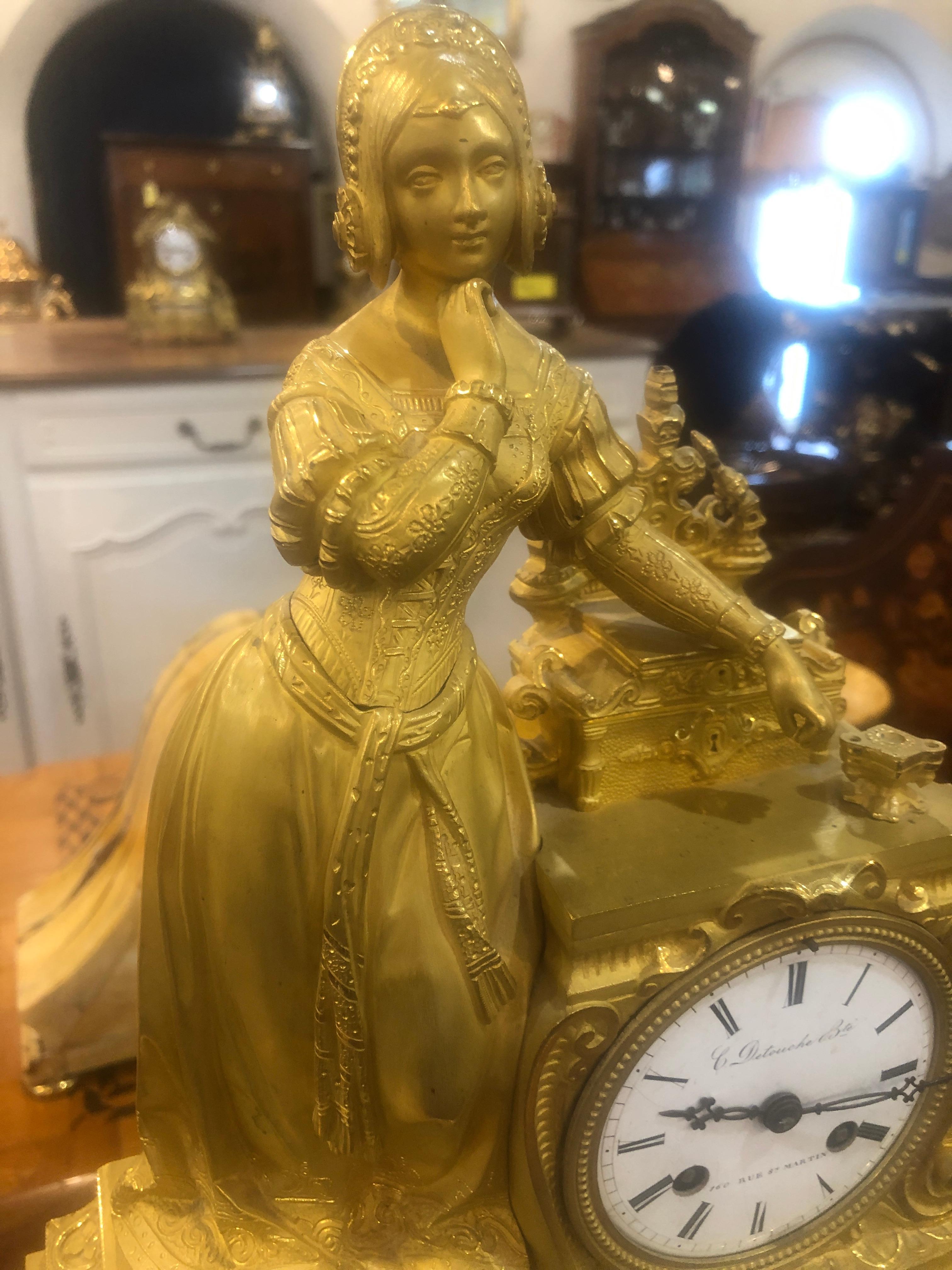 Gilt 19th Century Louis Philippe French Mantel Clock, 1830s For Sale