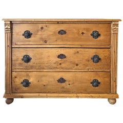 Antique 19th Century Louis Philippe French Pine Commode or Chest of Drawers