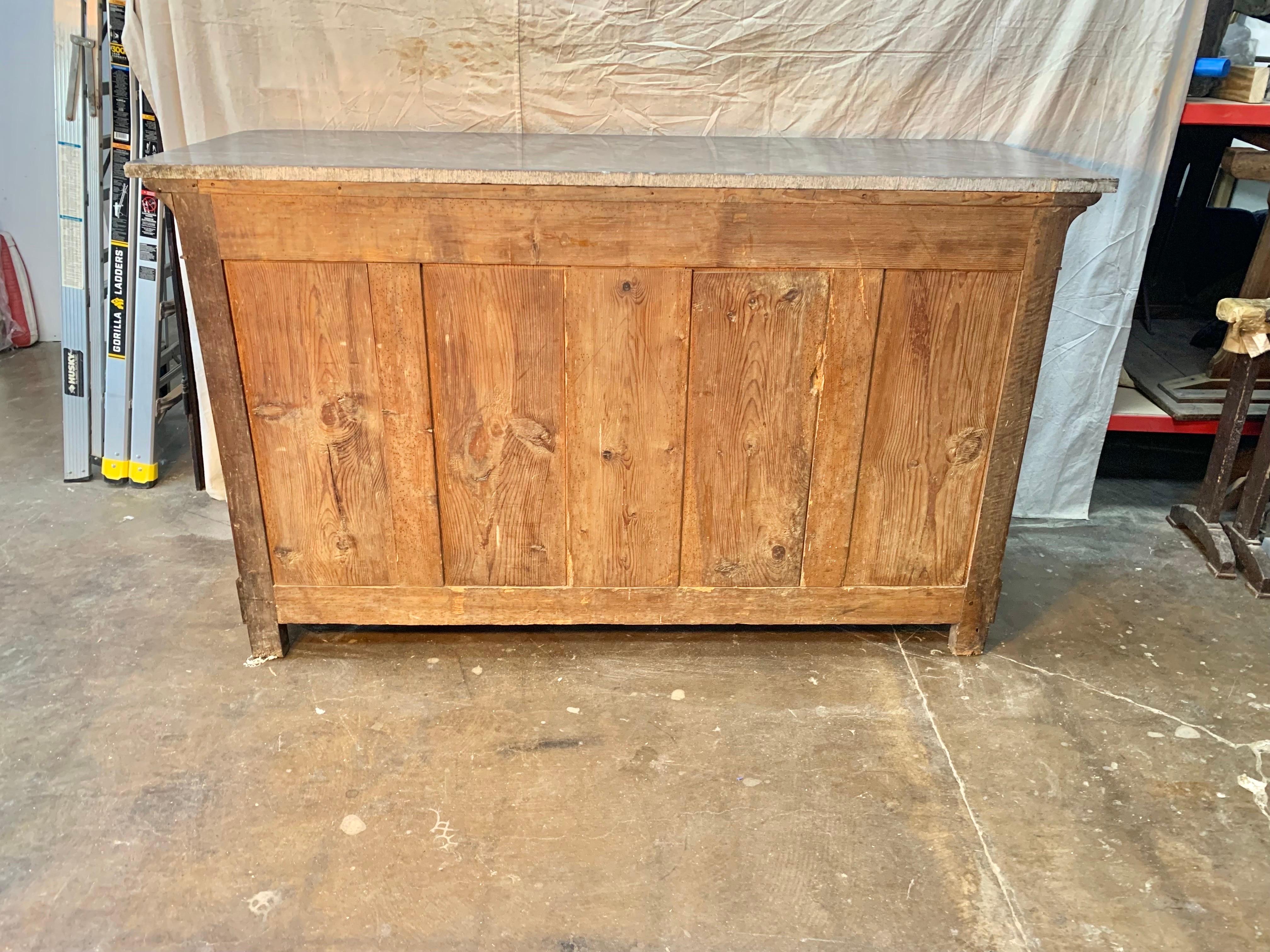 19th Century Louis Philippe French Walnut Sideboard Buffet with Marble Top For Sale 12