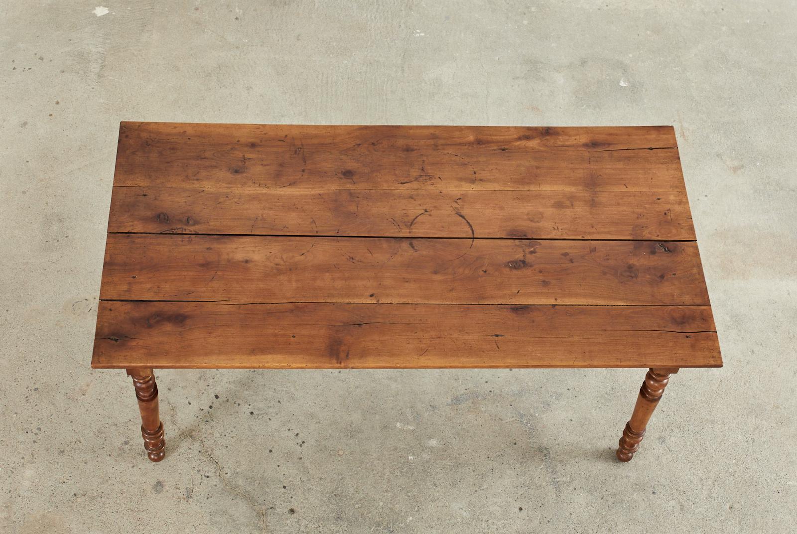 19th Century Louis Philippe Fruitwood Farmhouse Dining Table In Distressed Condition In Rio Vista, CA