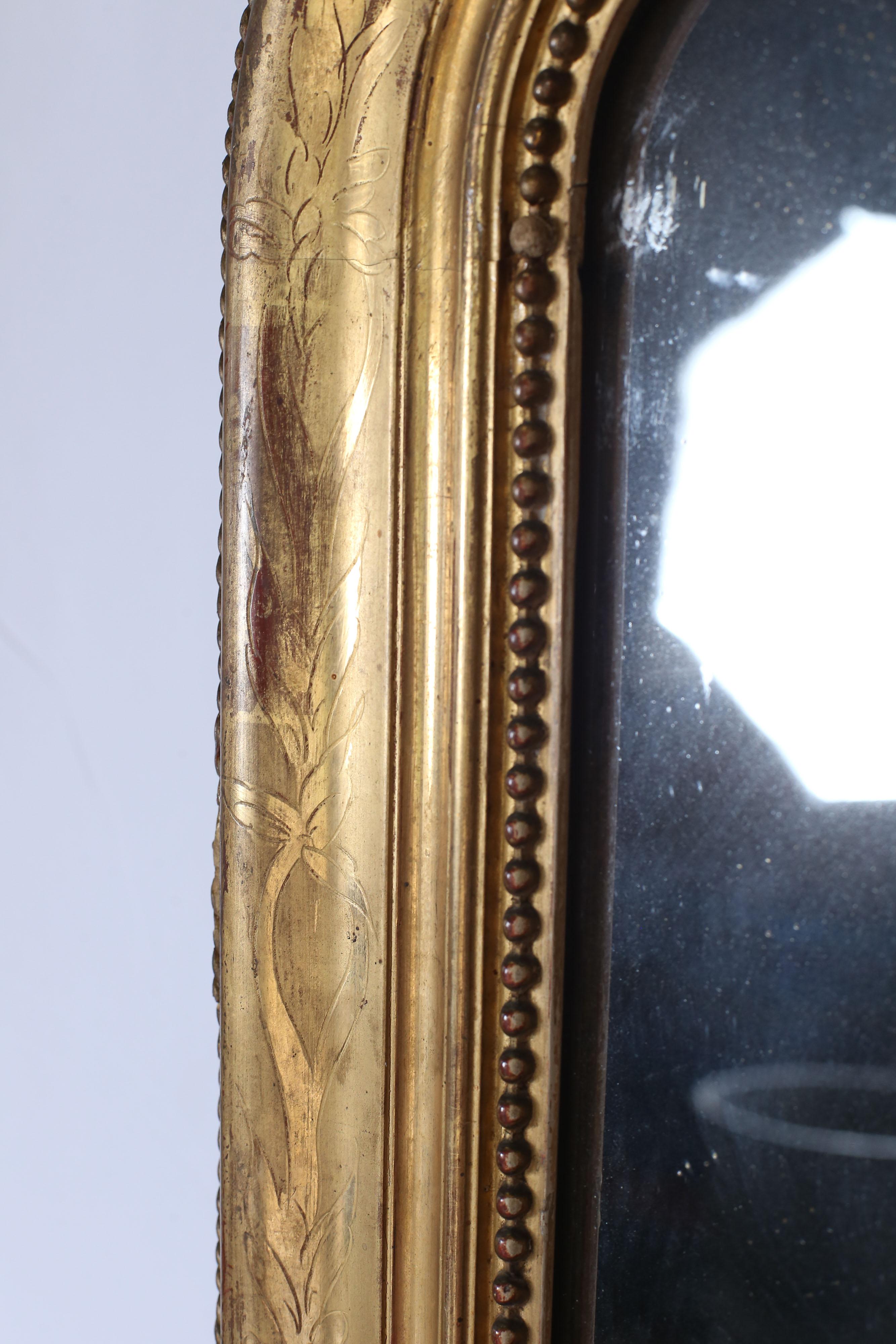 19th Century Louis Philippe Gilt Mirror In Good Condition In Houston, TX