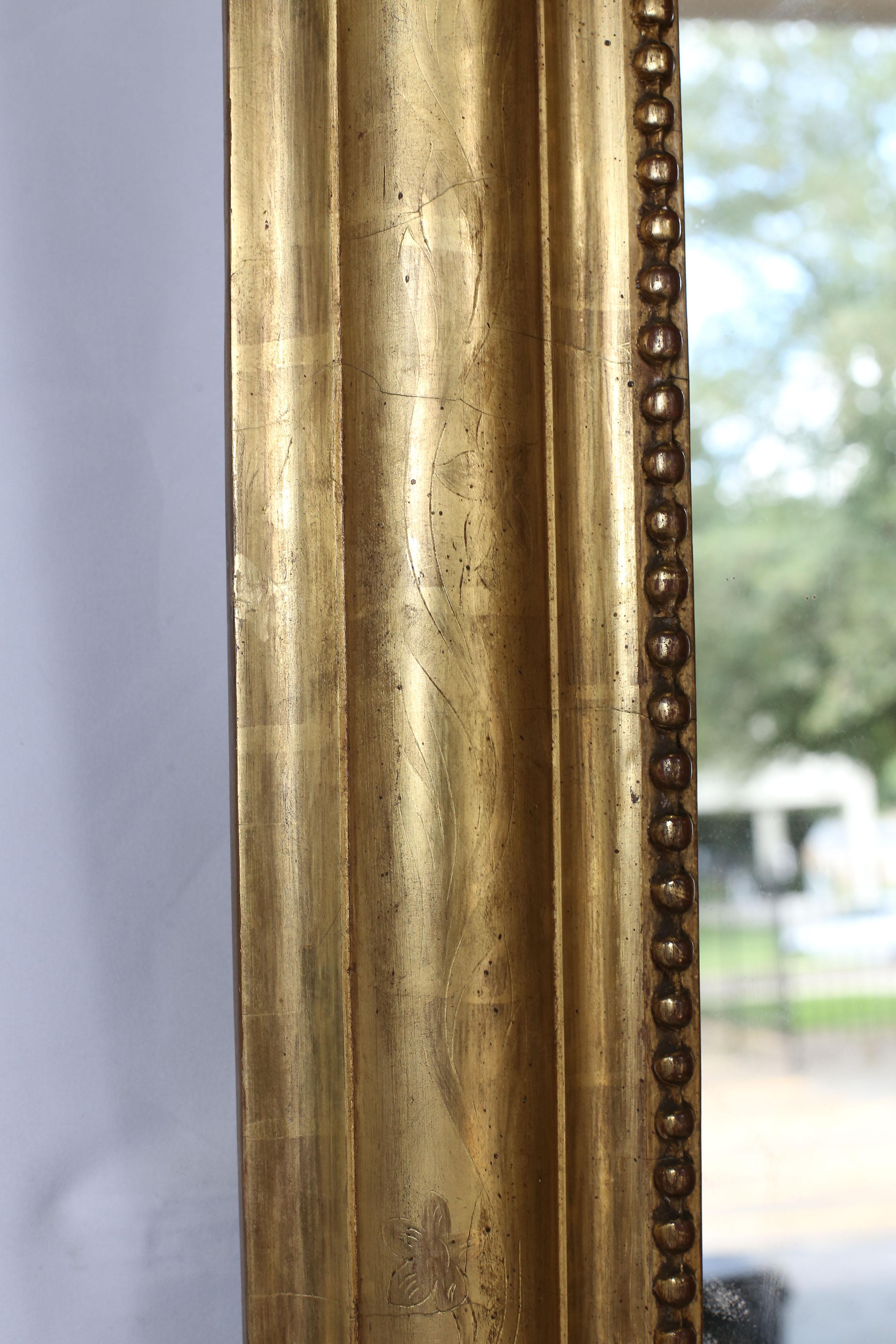 19th Century Louis Philippe Gilt Mirror In Good Condition In Houston, TX