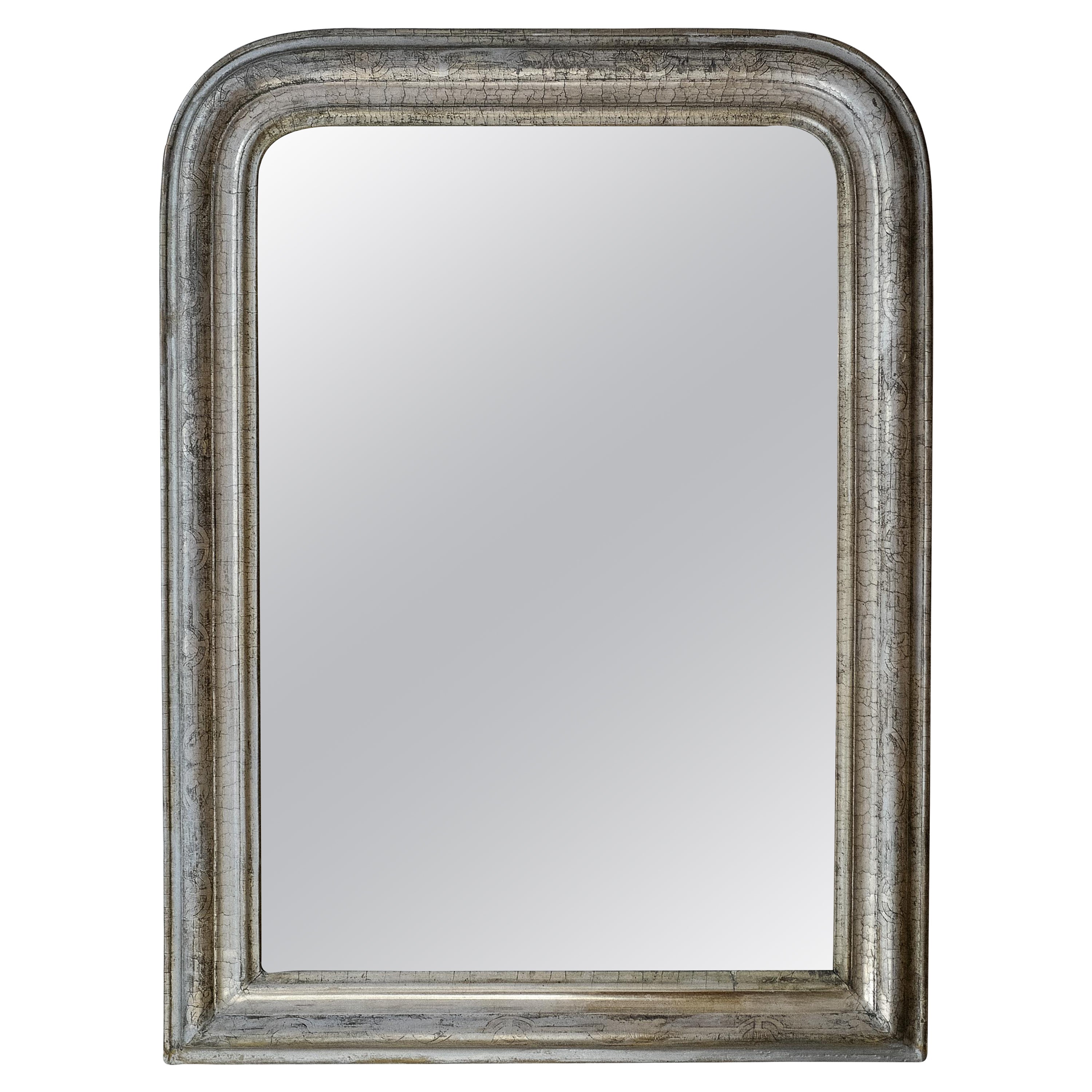 Espejo Louis Philippe Siglo XIX Madera Dorada Hoja de Plata con Cristal Nuevo - Francia