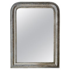 19th Century Louis Philippe Gilt Wood Silver Leaf Mirror with New Glass – France