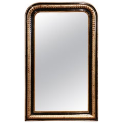 19th Century Louis Philippe Giltwood and Blackened Mirror with Engraved Decor