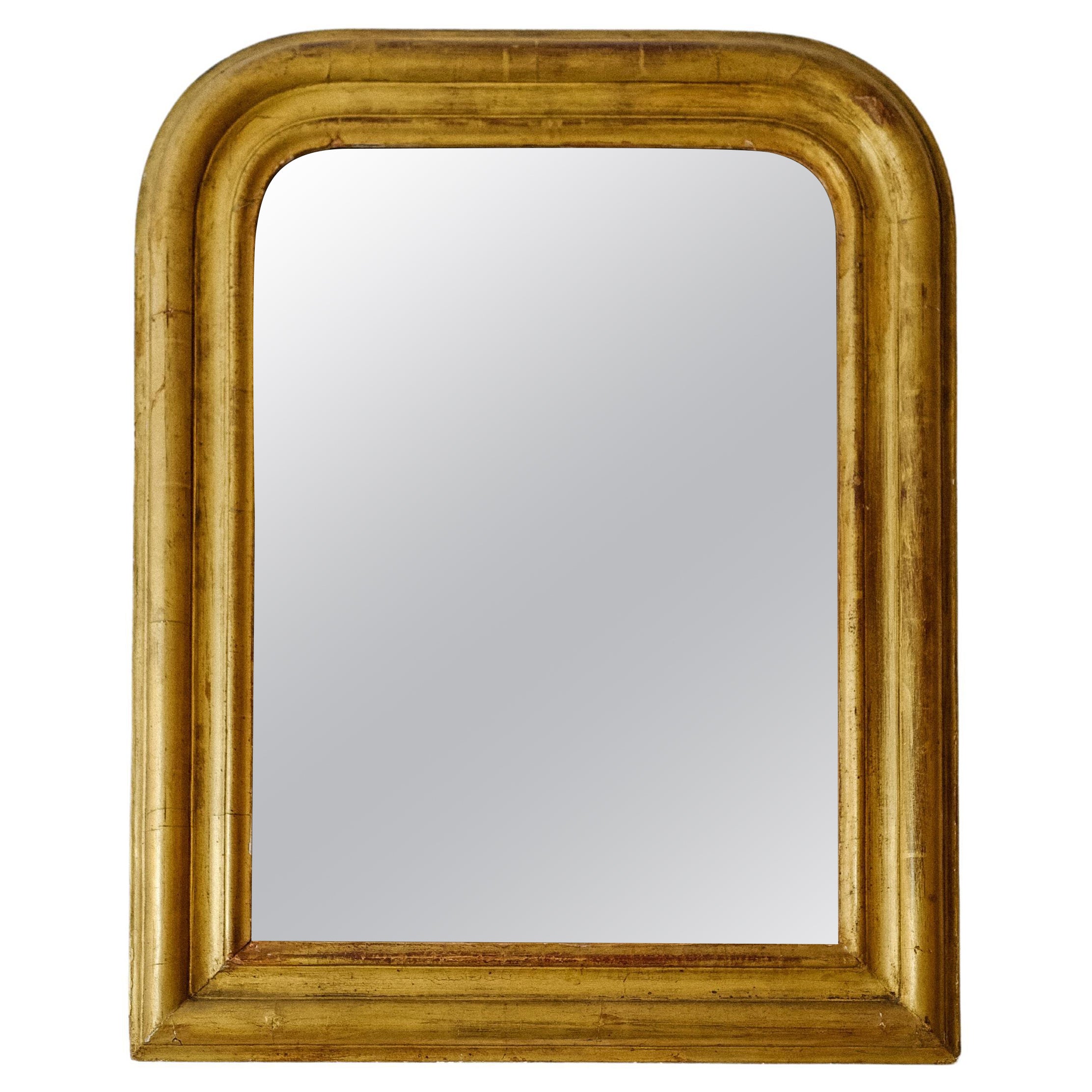 19th Century Louis Philippe Giltwood Gold Leaf Mirror Original Mercury Glass