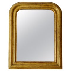 Specchio in legno dorato Louis Philippe del XIX secolo con foglia d'oro e vetro di mercurio originale