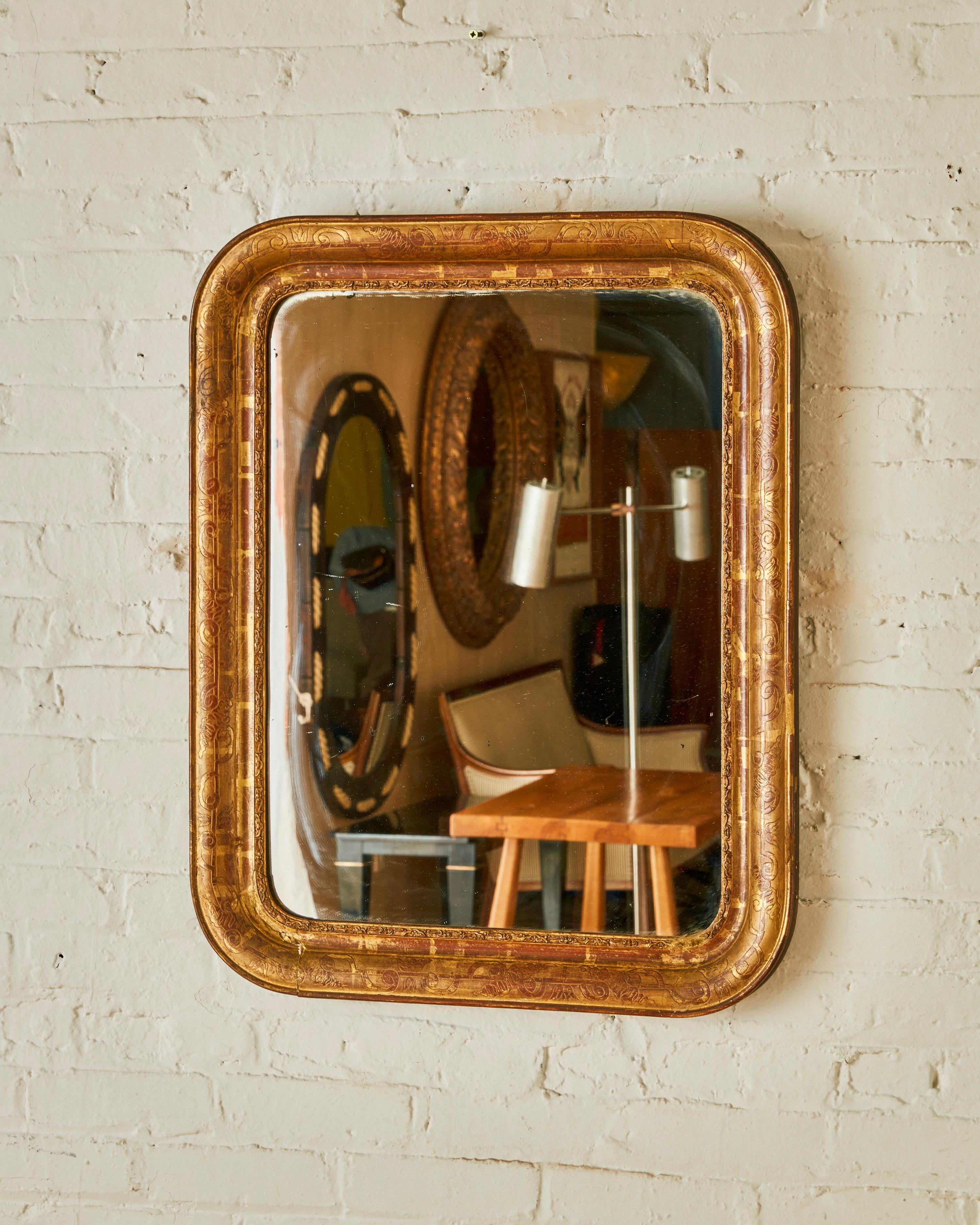 19th Century Louis Philippe Giltwood Mirror with a molded frame and rounded corners.

