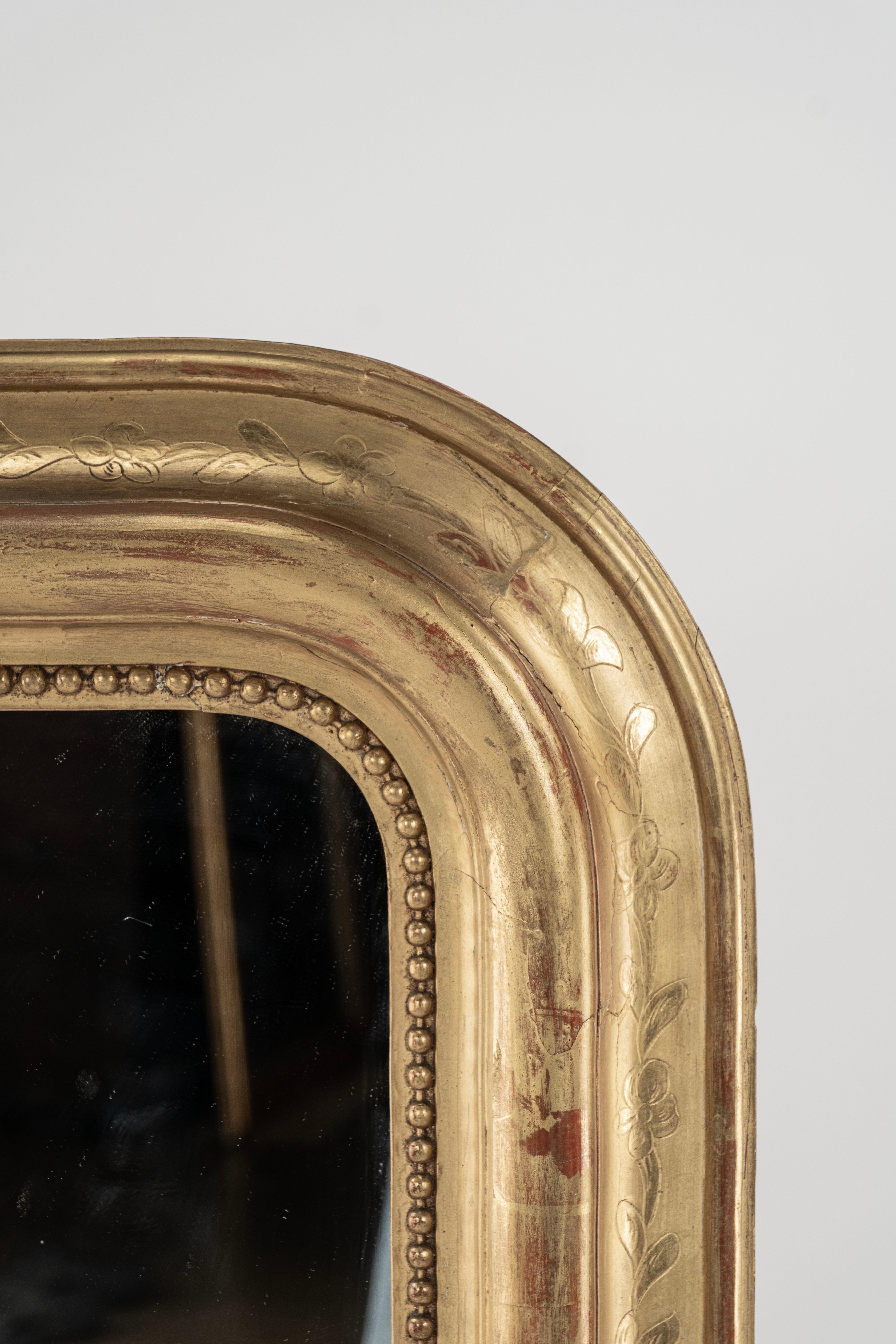 19th Century Louis Philippe Giltwood Mirror In Good Condition For Sale In Houston, TX